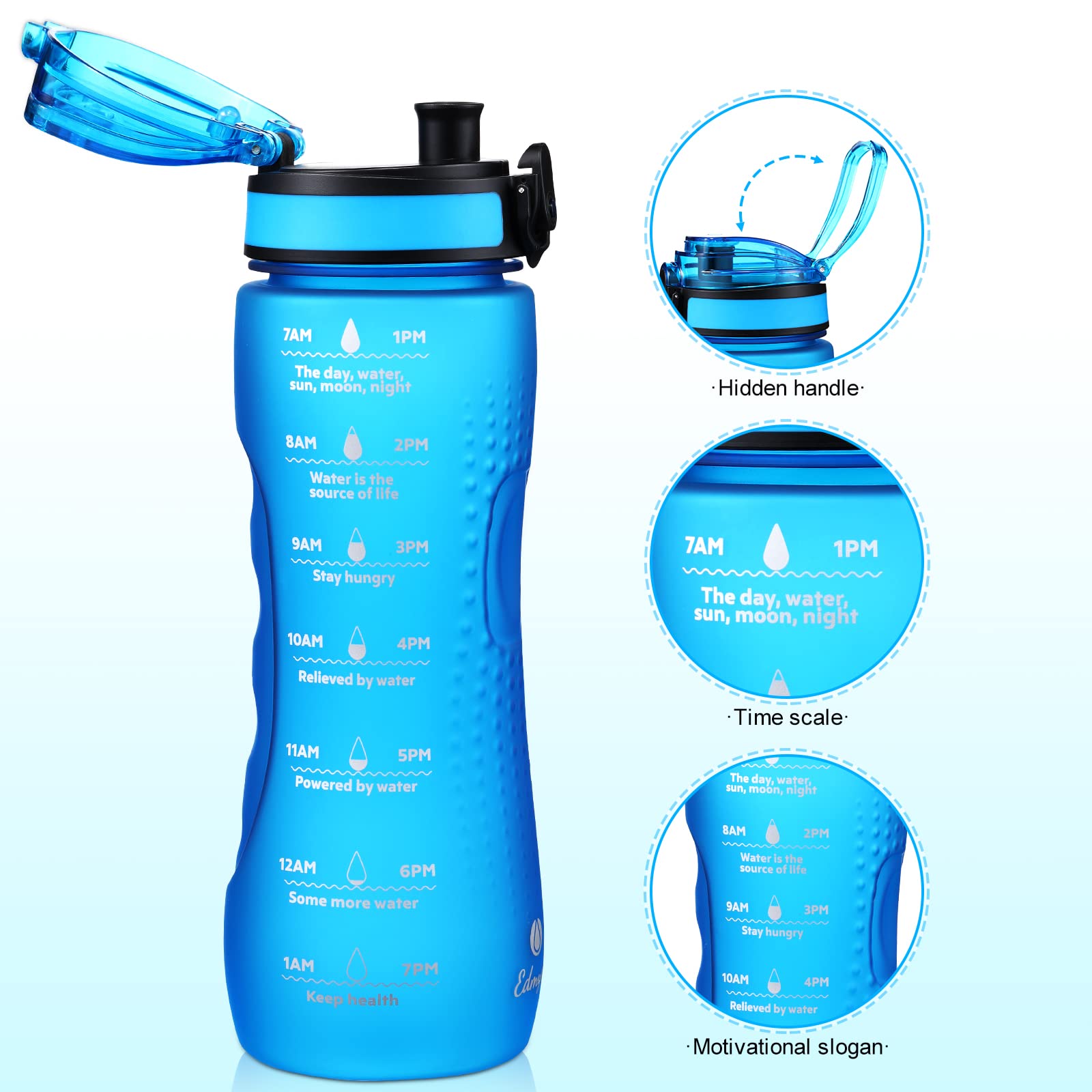 25oz Sports Water Bottle  Newest Leak-Proof Design  Push-to-Auto Lid  Suitable for Gym  Sports  Outdoor  School  Kids  BPA Free  Scale Mark Reminder to Replenish Hydration  Gradient Color Pink/blue