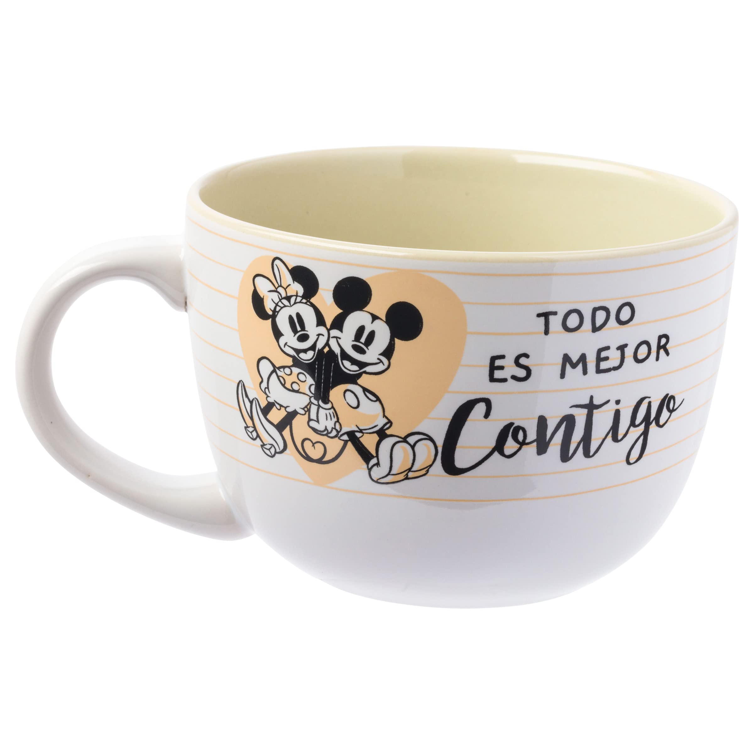 Silver Buffalo Mickey & Minnie Todo Es Mejor Ceramic Soup Mug, 24 Ounces