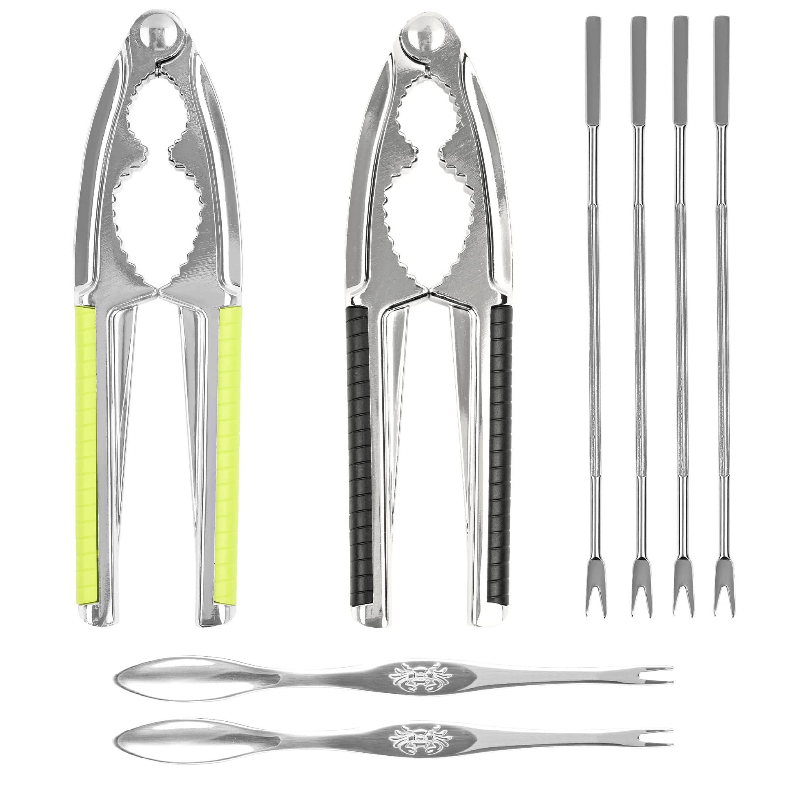 Loceast 8Pcs Multi-Purpose Cracker Tools Include 2 Pieces Nut Crackers Heavy Duty Walnut Cracker With Non-Slip Handle Walnut Cra