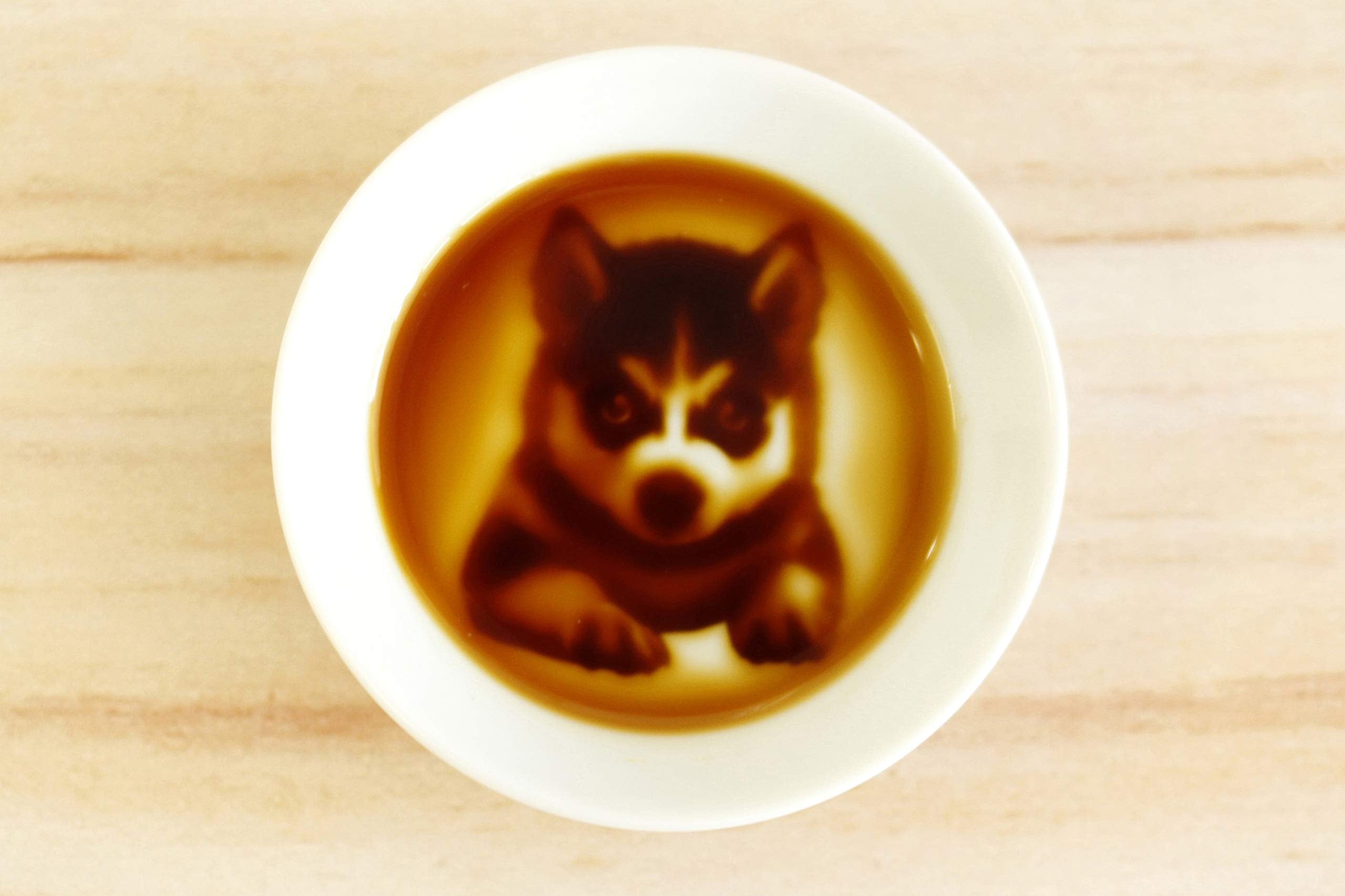 Dipping Sauce Dish With 3D Painted Puppy Design, Unique Round Soy Sauce Dipping Plate, White Porcelain, Made In Japan - 3 X 3 In