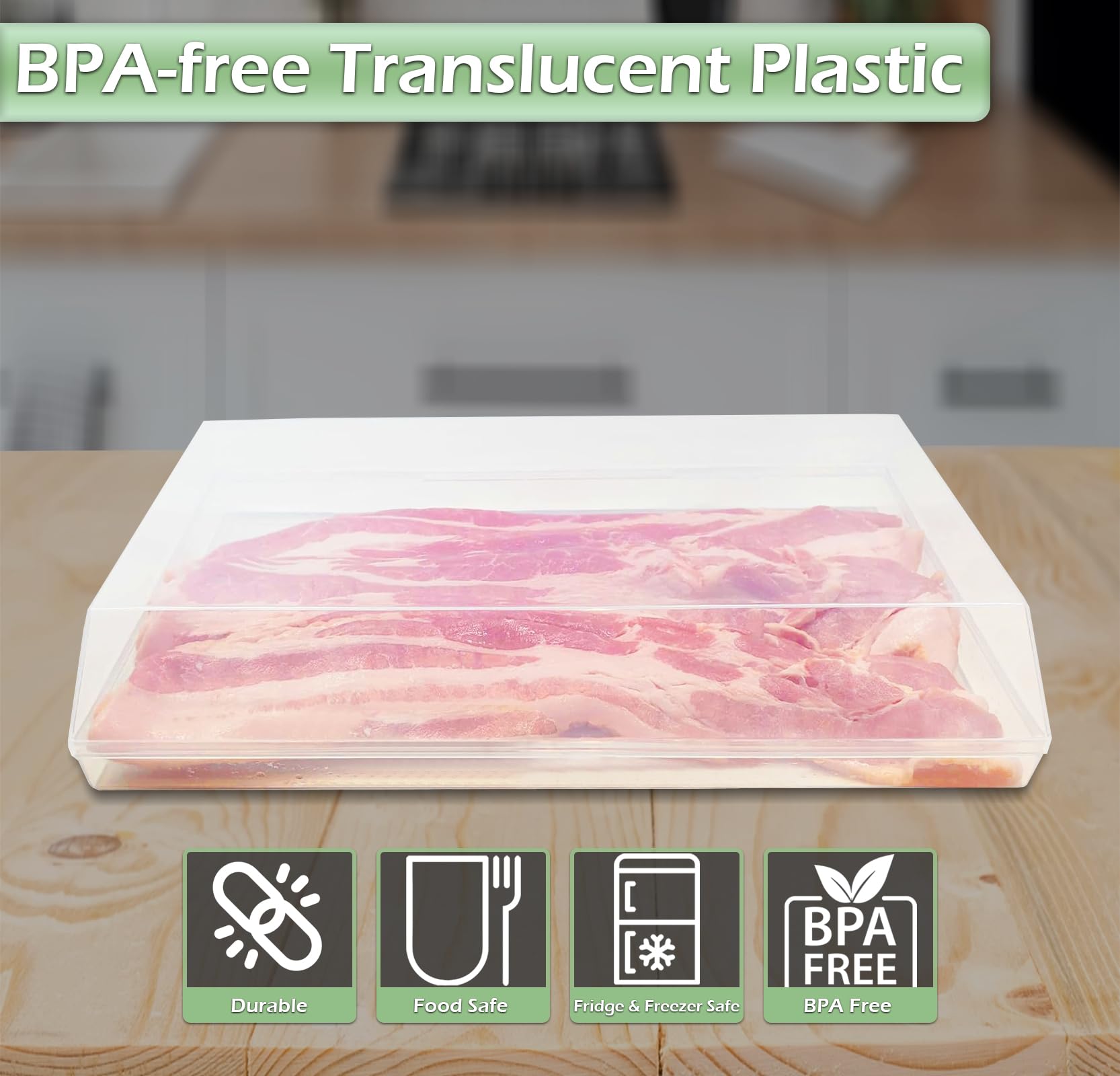 Home-X Bacon Saver  Plastic Bacon Container/Kitchen Meat Saver Storage Container