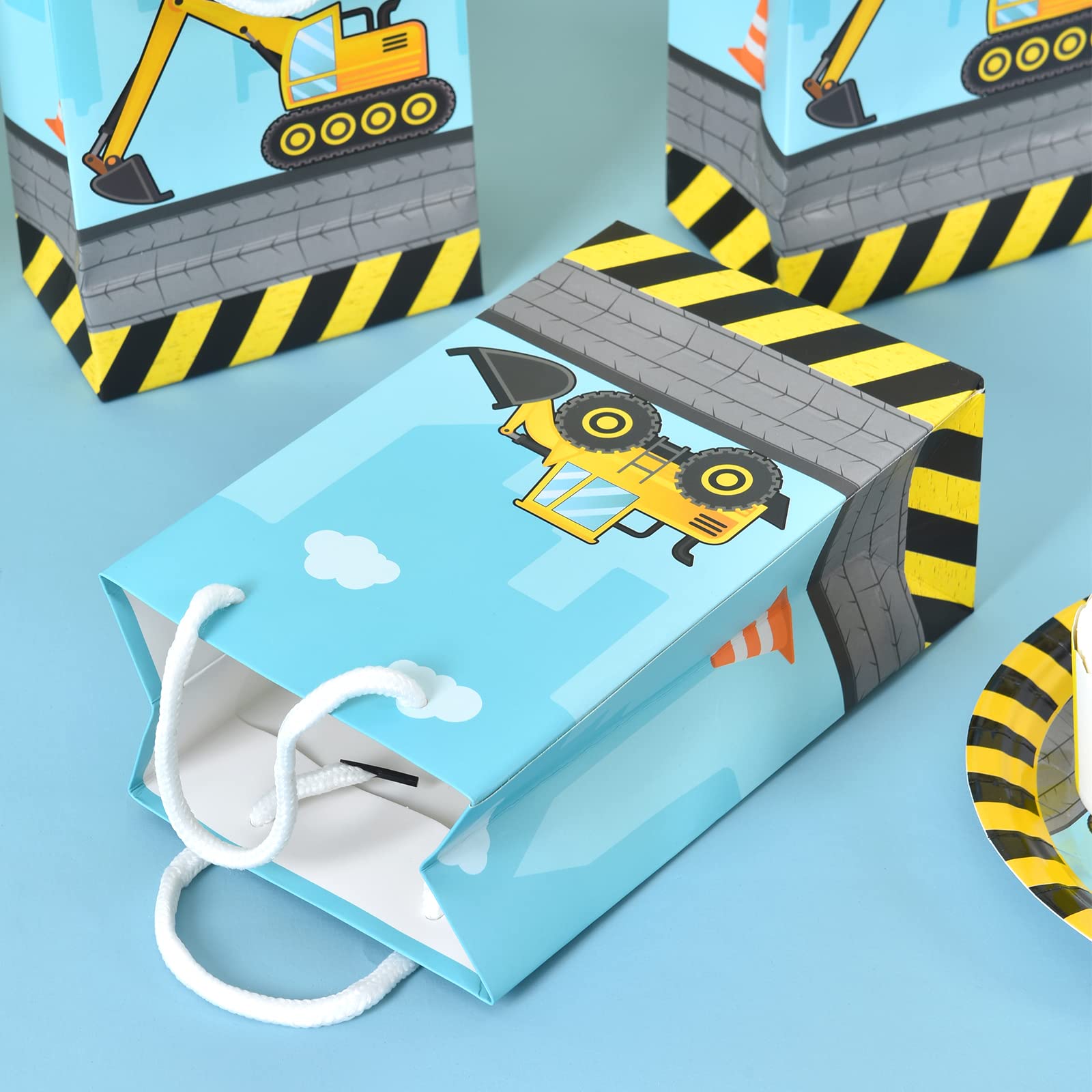 Wernnsai Construction Party Supplies - 16Pcs Dump Truck Party Favor Tote Bags For Boys Candies Treats Toys Gifts Storage Bag Bir
