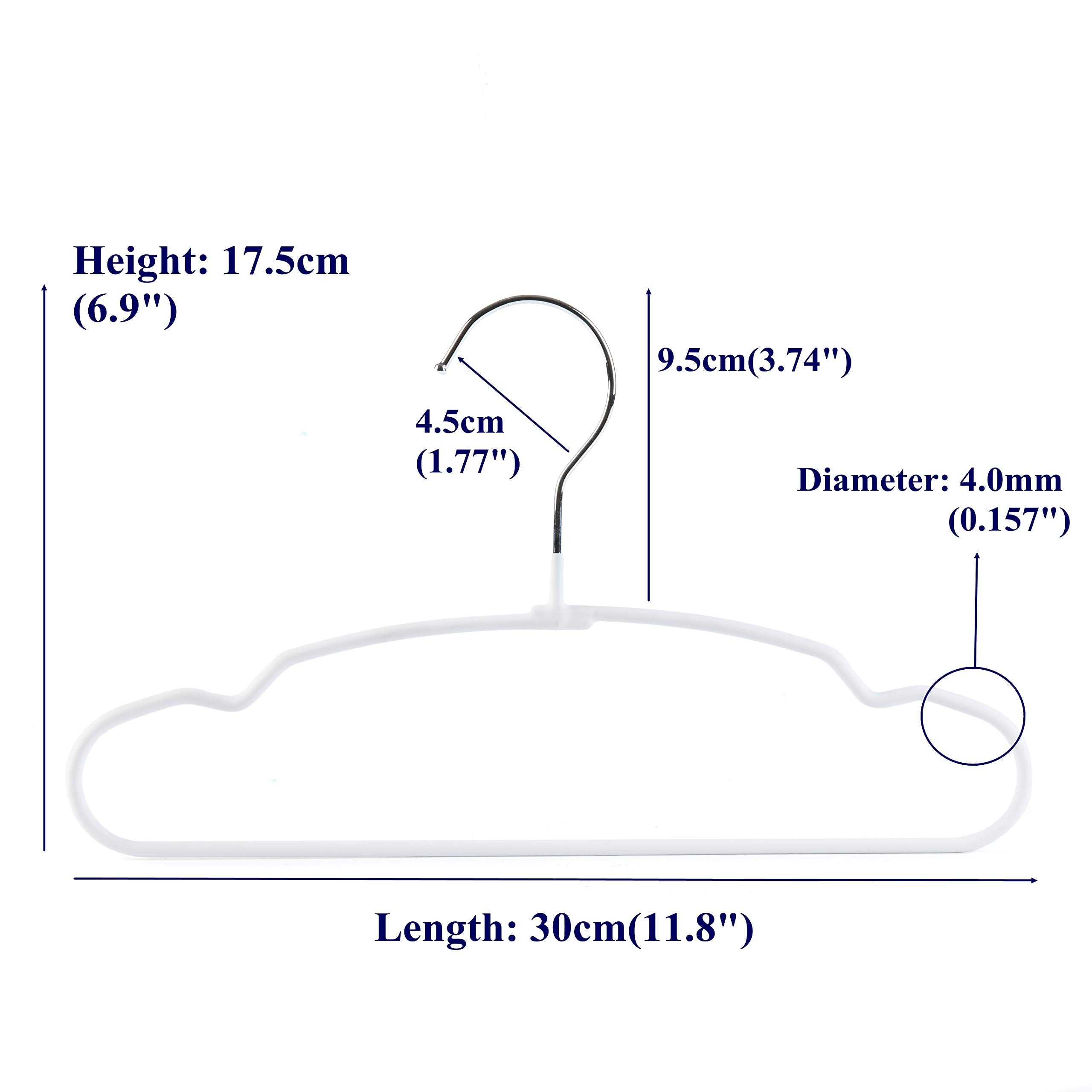 Amber Home 11.8'' Lovely Baby Clothes Hangers 20 Pack, Sturdy Metal Wire & Cute White Coating Children Toddler Kids Clothes Hang