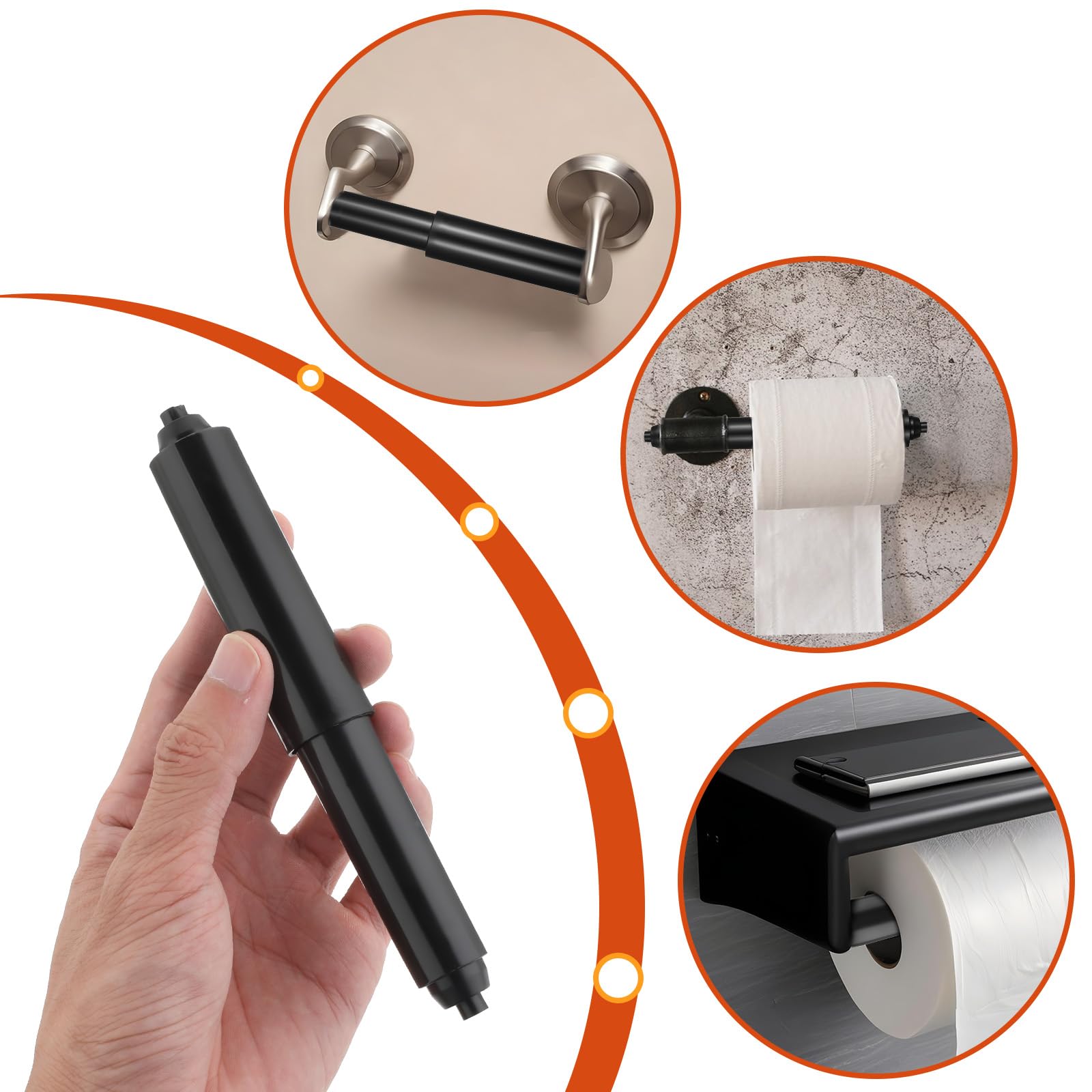 2Pcs Replacement Toilet Paper Holder Roller, Universal Toilets Paper Spring Rod, Adjustable Toilet Papers Roll Holder, Plastic T