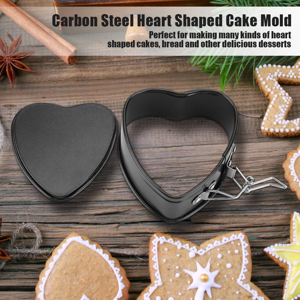 Springform Cake Pan, 4'' Carbon Steel Cake Mold With Removable Pan Tray, Heart Shaped Baking Mould Cheesecake Pan Nonstick Cookw