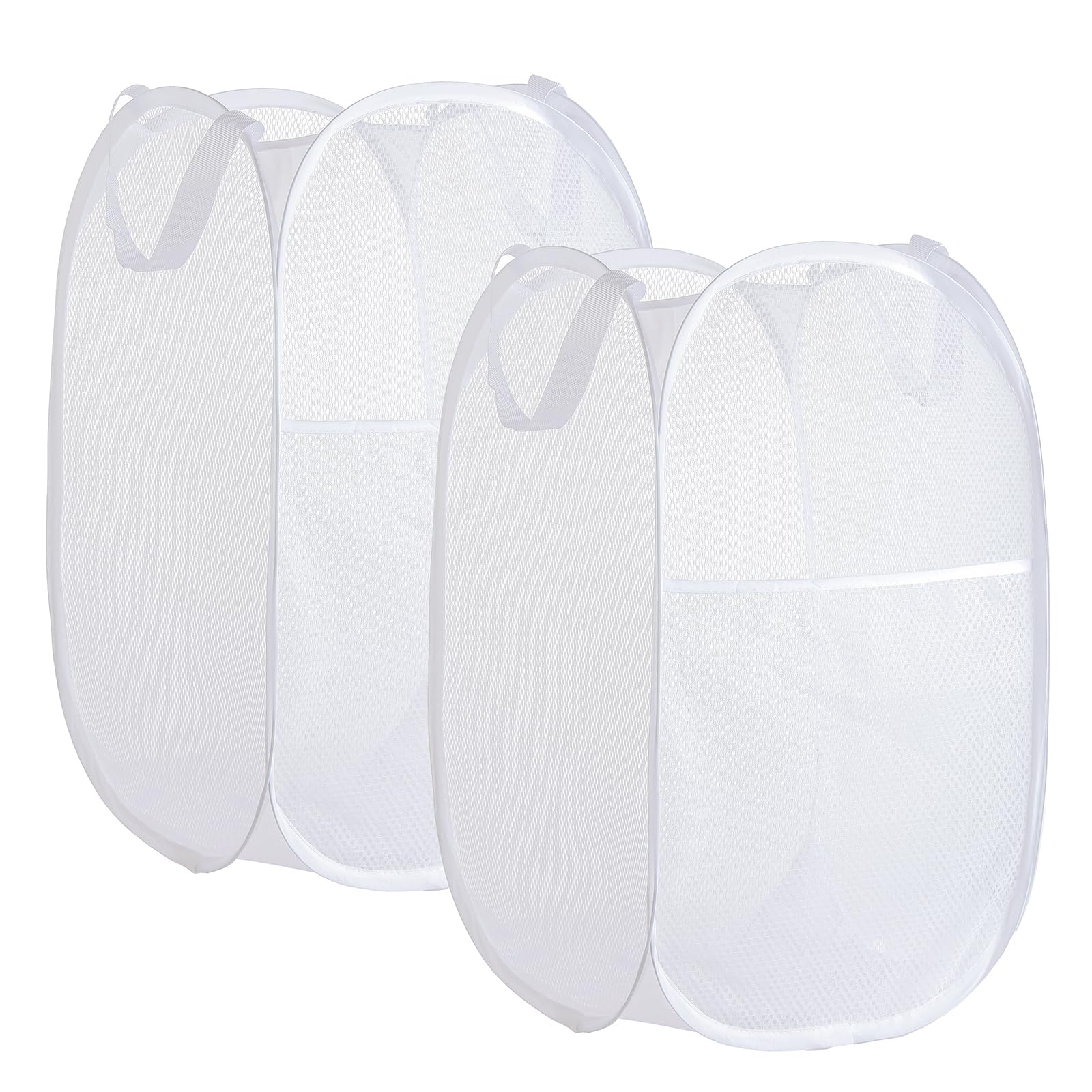 Collapsible Mesh Laundry Basket,Pop Up Laundry Hamper-Easy Storage, Ideal For Home And Travel Use (2 White)