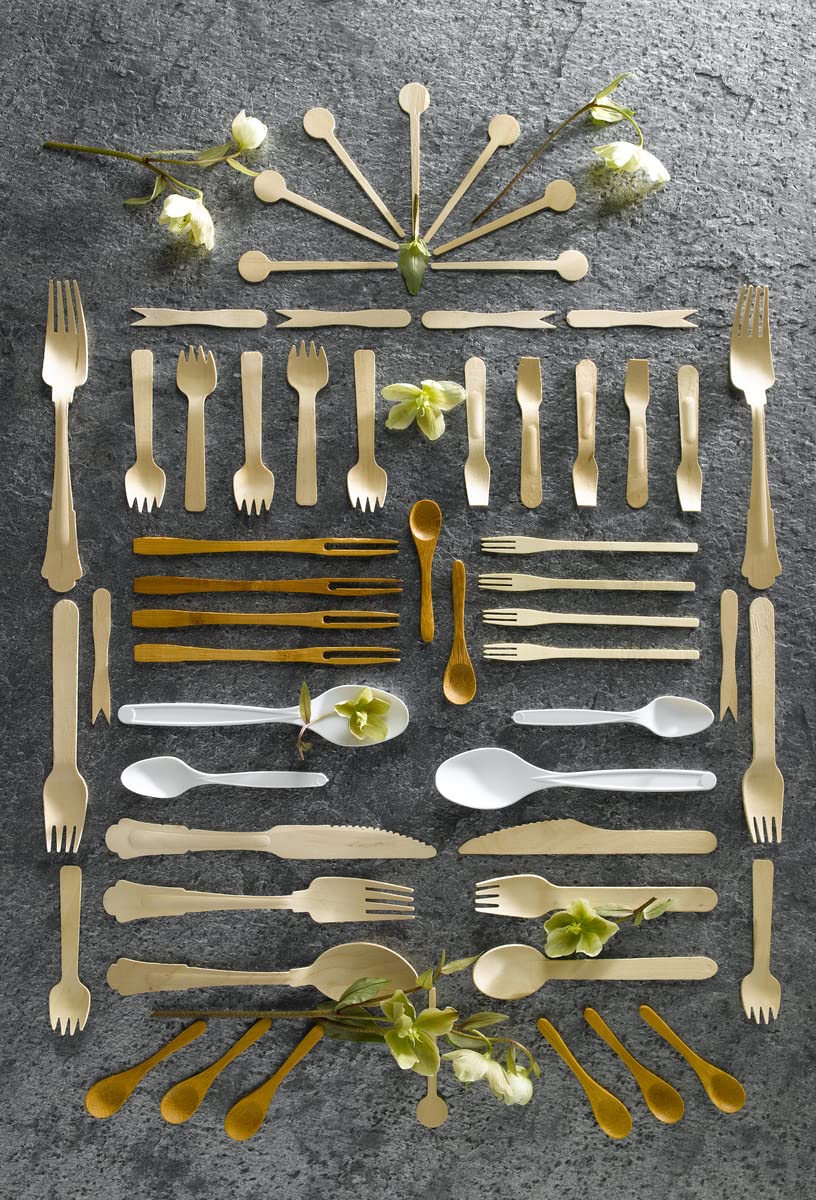 Packnwood - 210Spkbem - Individually Wrapped Forks - 100% Natural And Compostable Bamboo Cutlery, Disposable Plastic Spork - Eco