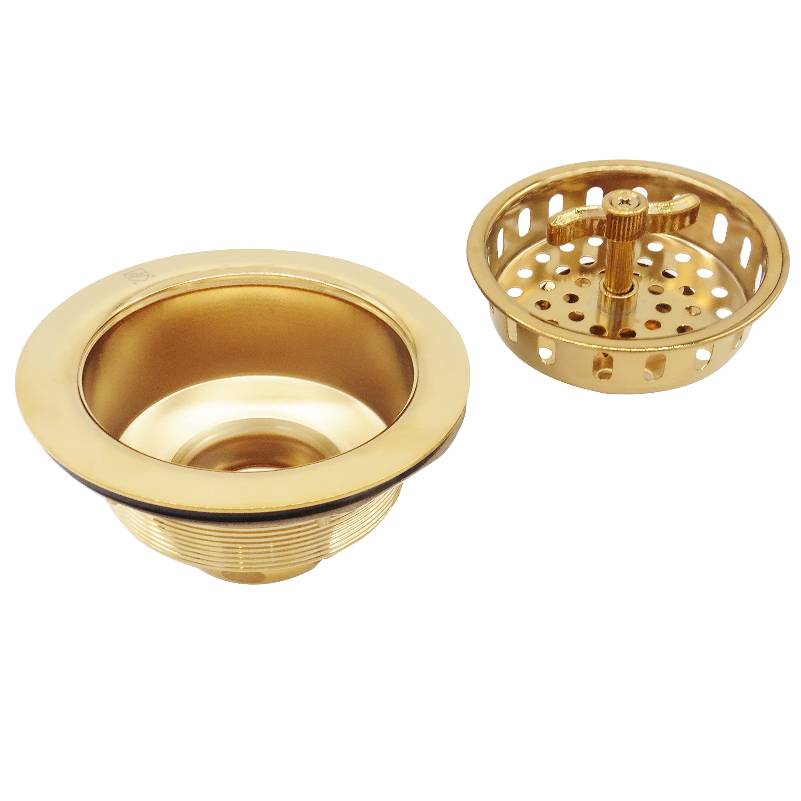 Westbrass Co2195-01 Combo Pack 3-1/2'' Wing Nut Twist Style Large Kitchen Sink Basket Strainer And Extra-Deep Collar Kitchen Sin