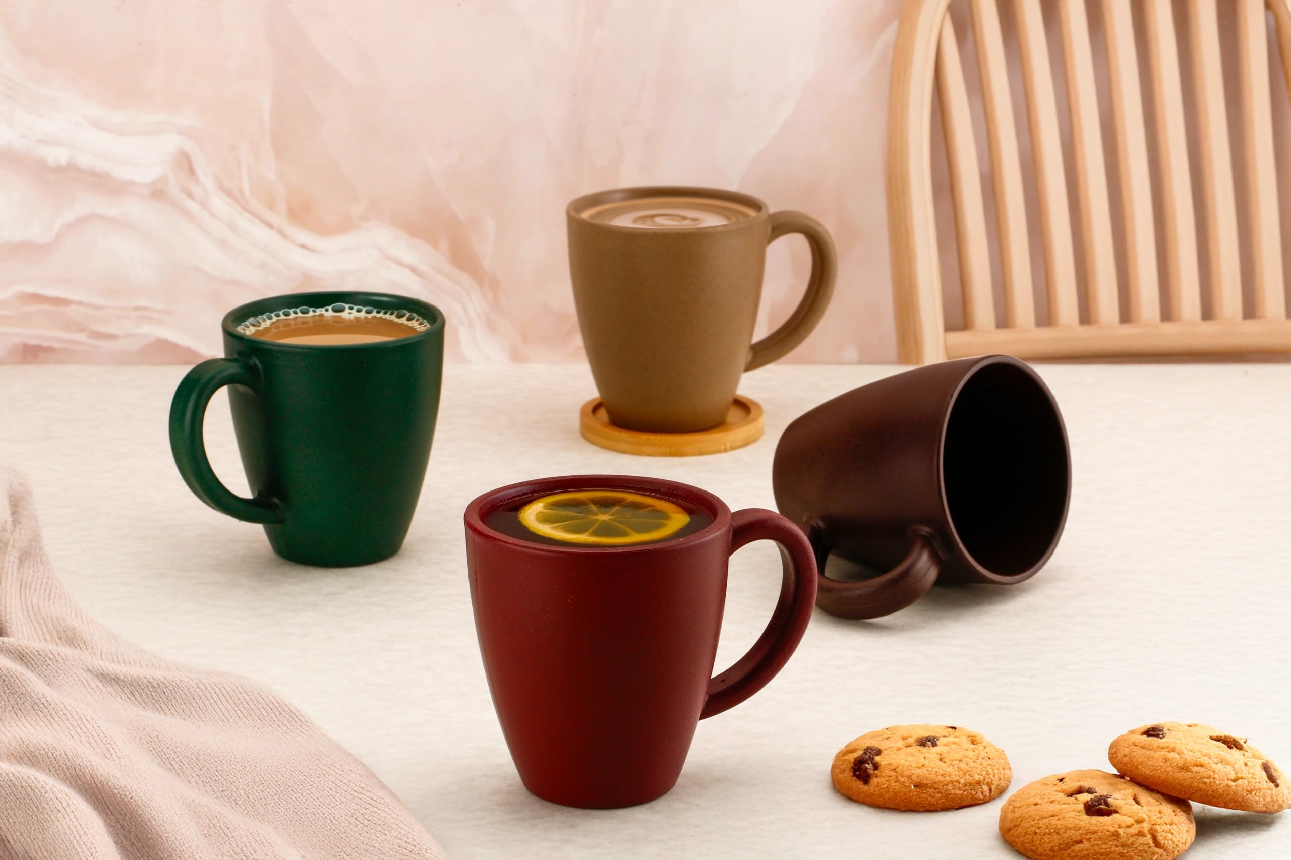 Clazkit Earth Friendly Statement Coffee Mug Set of 4 |Cups and Mugs Made with Rice Husk | Cup | Microwave Safe Mugs (Reheat Only
