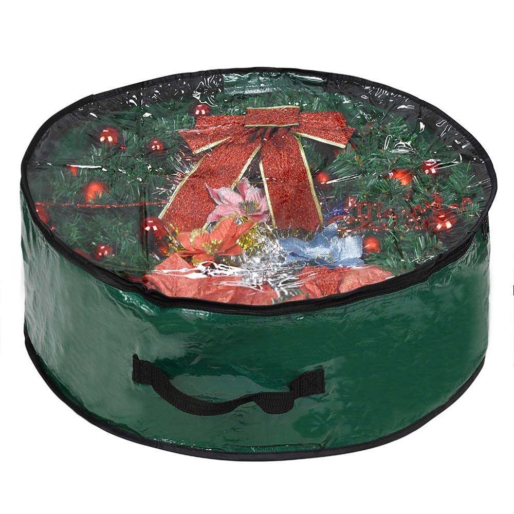 Propik Christmas Wreath Storage Bag 36'' - Garland Holiday Container With Clear Window - Tear Resistant Fabric - 36'' X 36'' X 8