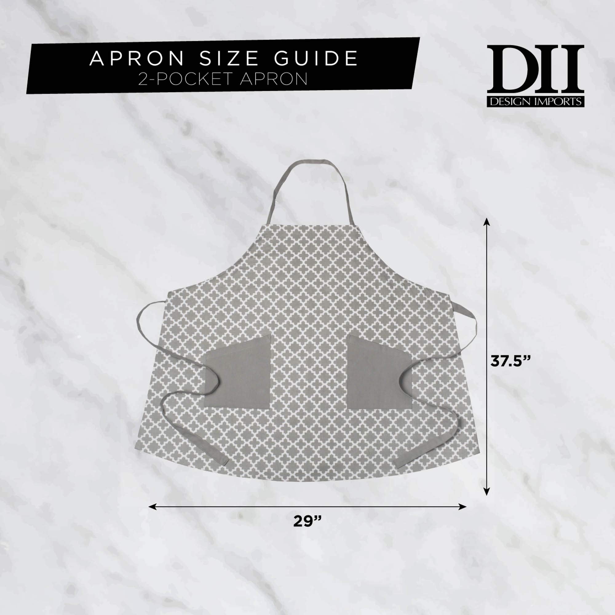 DII Chef Style Cotton Apron Adjustable Straps and Large Pocket  Black
