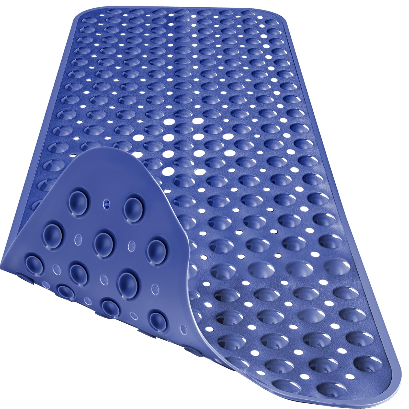 Naoloture Extra Long Bathtub Mat Non Slip, Navy Blue Soft Bath Mat For Tub 40 X 16 Inch Full Size, Bath Tub Shower Mats For Bath