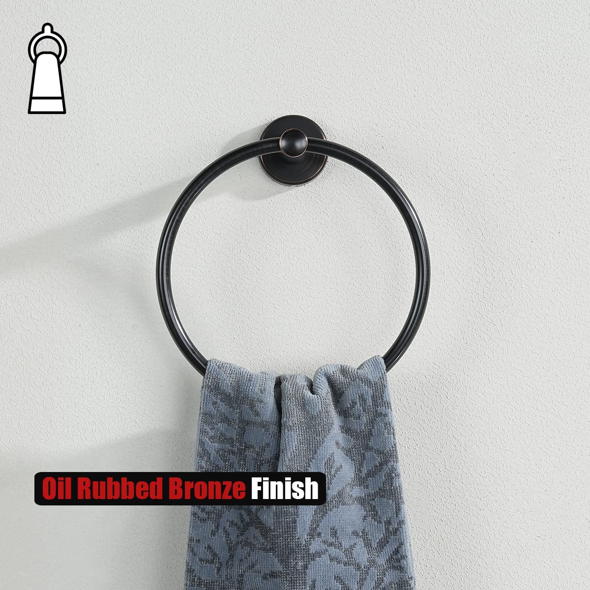 JQK Towel Ring Oil Rubbed Bronze  Stainless Steel Hand Towel Holder for Bathroom  ORB Wall Mount  TR130-ORB