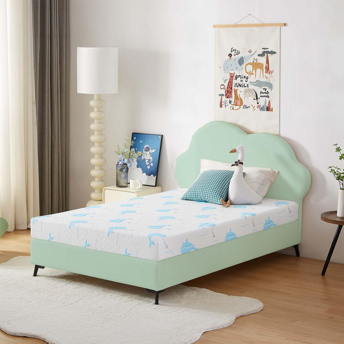 Ouui 5 Inch Twin Xl Mattress, Removable Washable Cover With Whales Pattern Cooling Memory Foam Medium Feel, Bed-In-A-Box, Certip