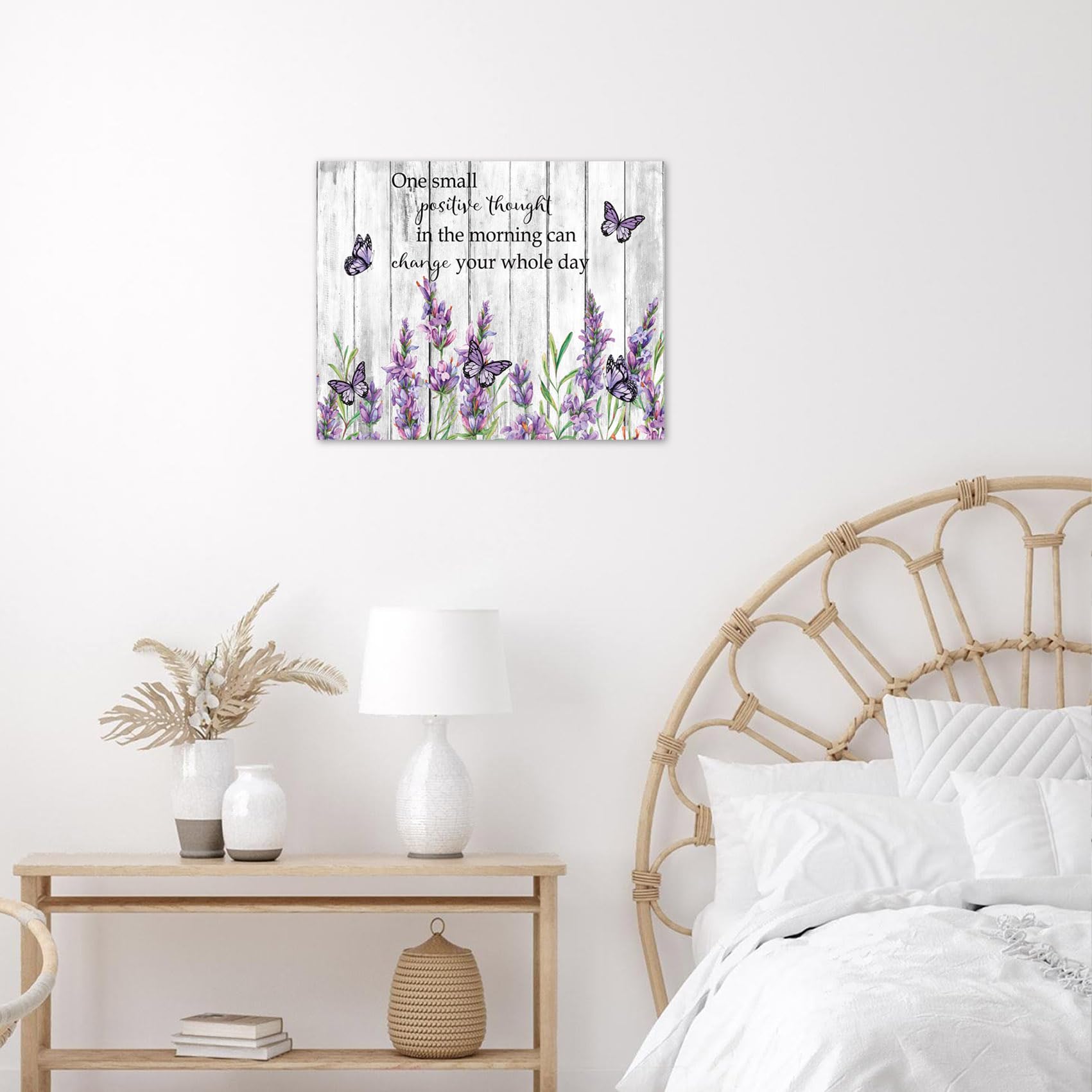 Purple Lavender Wall Art For Bathroom Inspirational Quotes And Vintage Butterfly Abstract Canvas Wall Art Country Plant Flower W