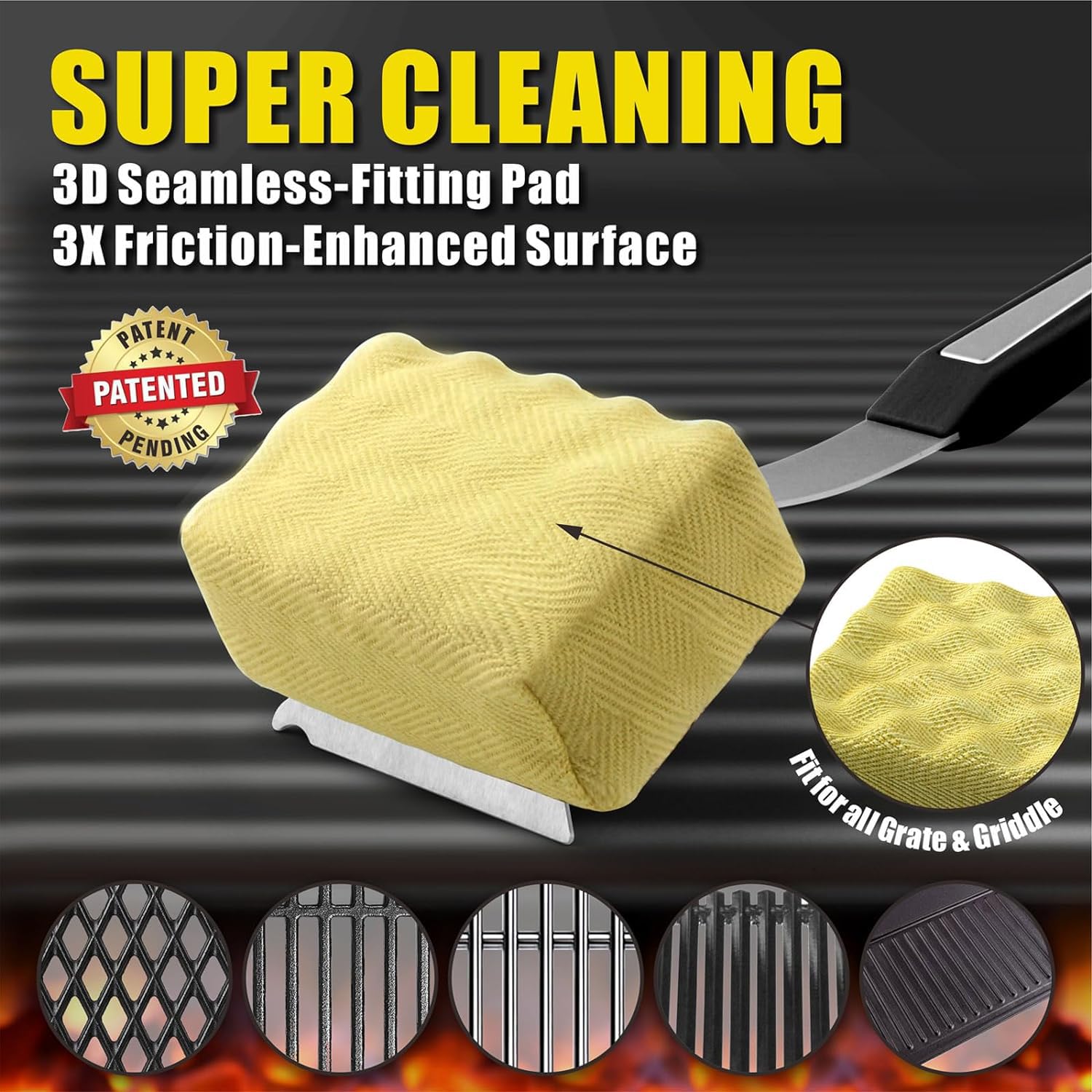 Grillart Grill Brush Bristle Free, Replaceable Bbq Cleaning Head (No Handle), Safe Replacement Cleaning Pad For Cast Iron/Stainl