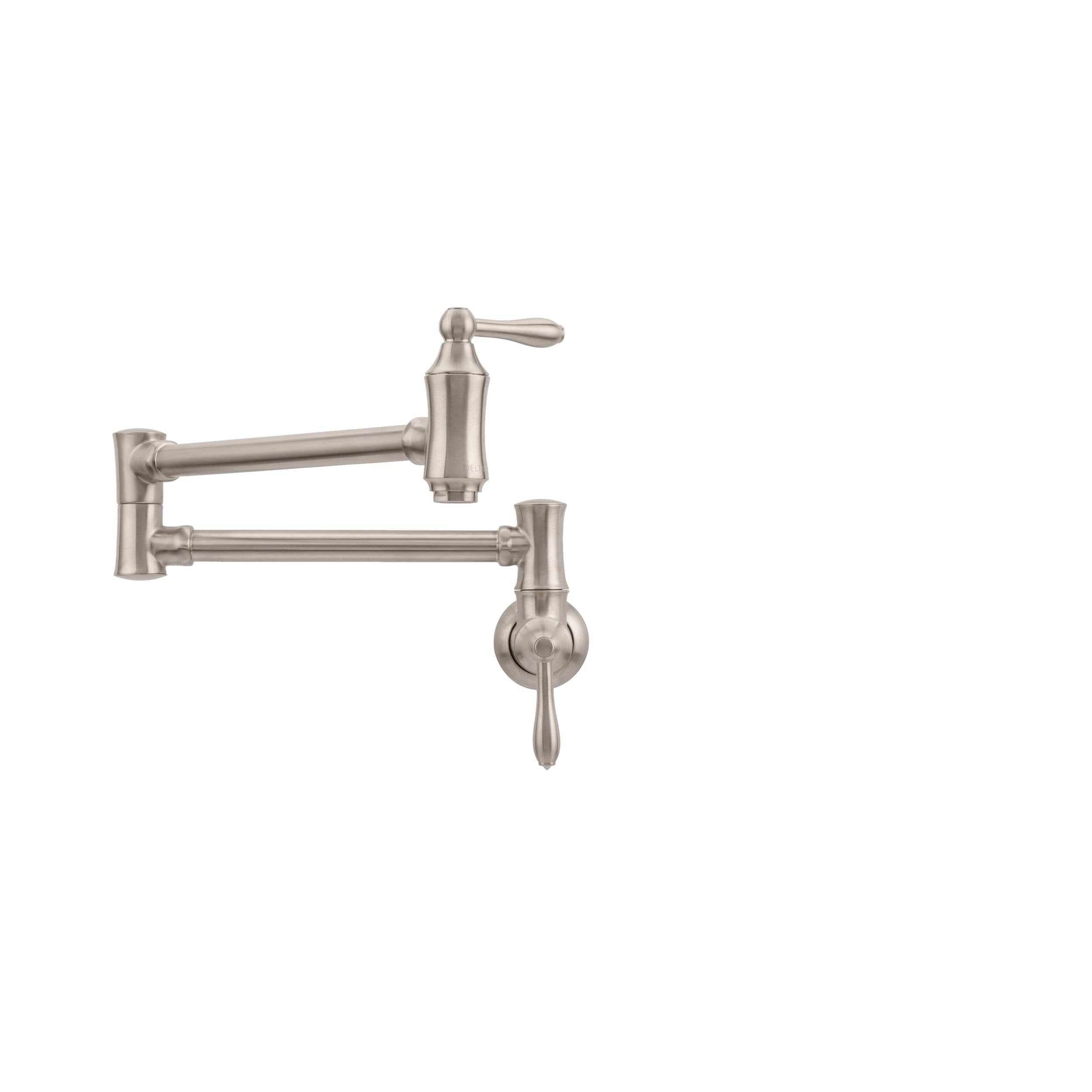 Delta Faucet Traditional Stainless Steel Pot Filler Faucet Brushed Nickel  Delta Pot Filler  Farmhouse Pot Filler Faucet Wall Mount  Potfiller  Brass Construction  Stainless 1177LF-SS
