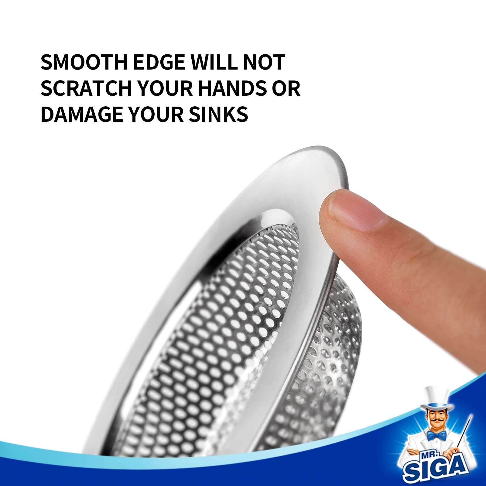 MRSIgA Kitchen Sink Strainer  Stainless Steel Sink Drain Strainer  Dishwasher Safe  Pack of 3