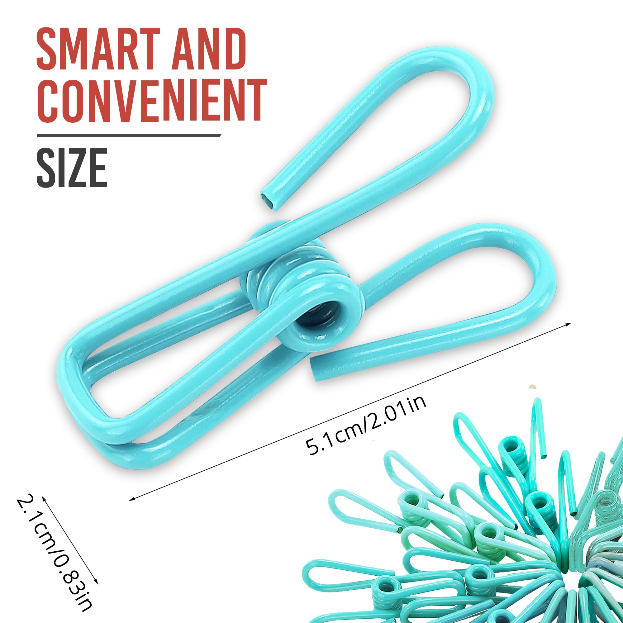 30 Pack Blue Chip Bag Clips For Food - Pvc 2 Inch Coated Sealer For Sealing Food - Paper Holder, Clothesline Clip For Laundry Ha