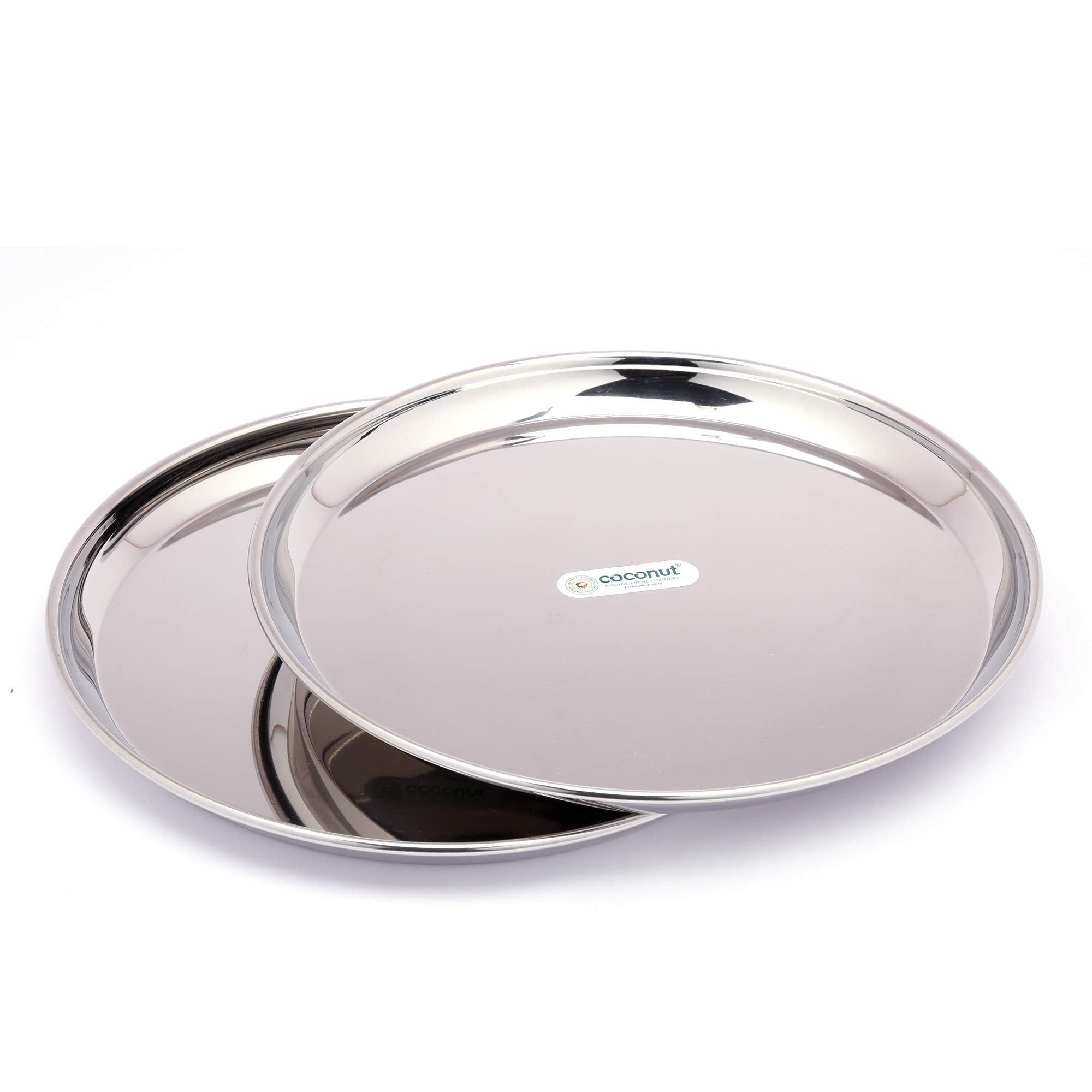 coconut Stainless Steel  Mirror Finish Round Plates | Thali Set for Home, Restaurant and Officr Use | Ideal for Serving Breakfa