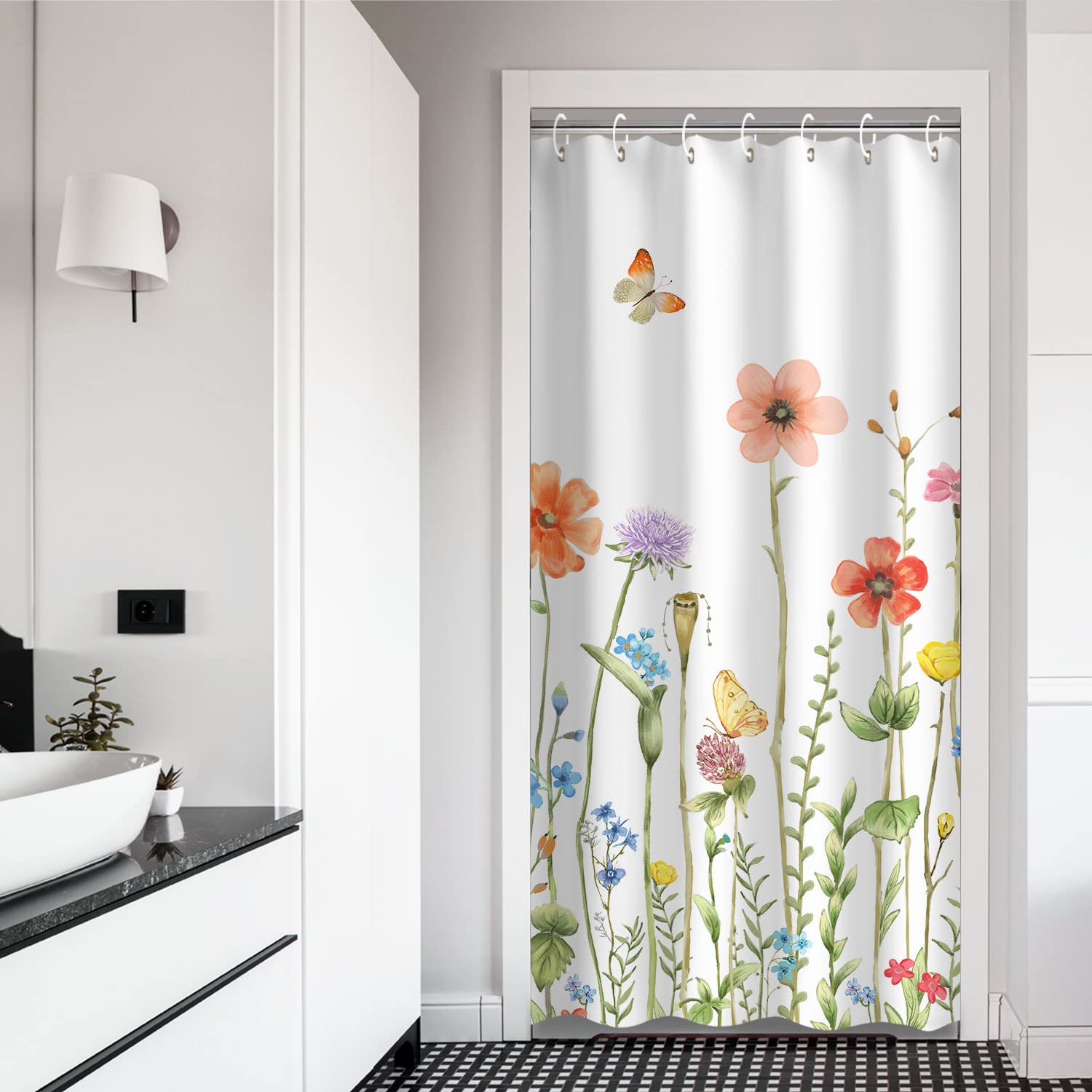 Rosielily Stall Shower Curtain 36W X72H Inches Small Shower Curtain Floral Shower Curtains For Bathroom Rv Narrow Flower Shower