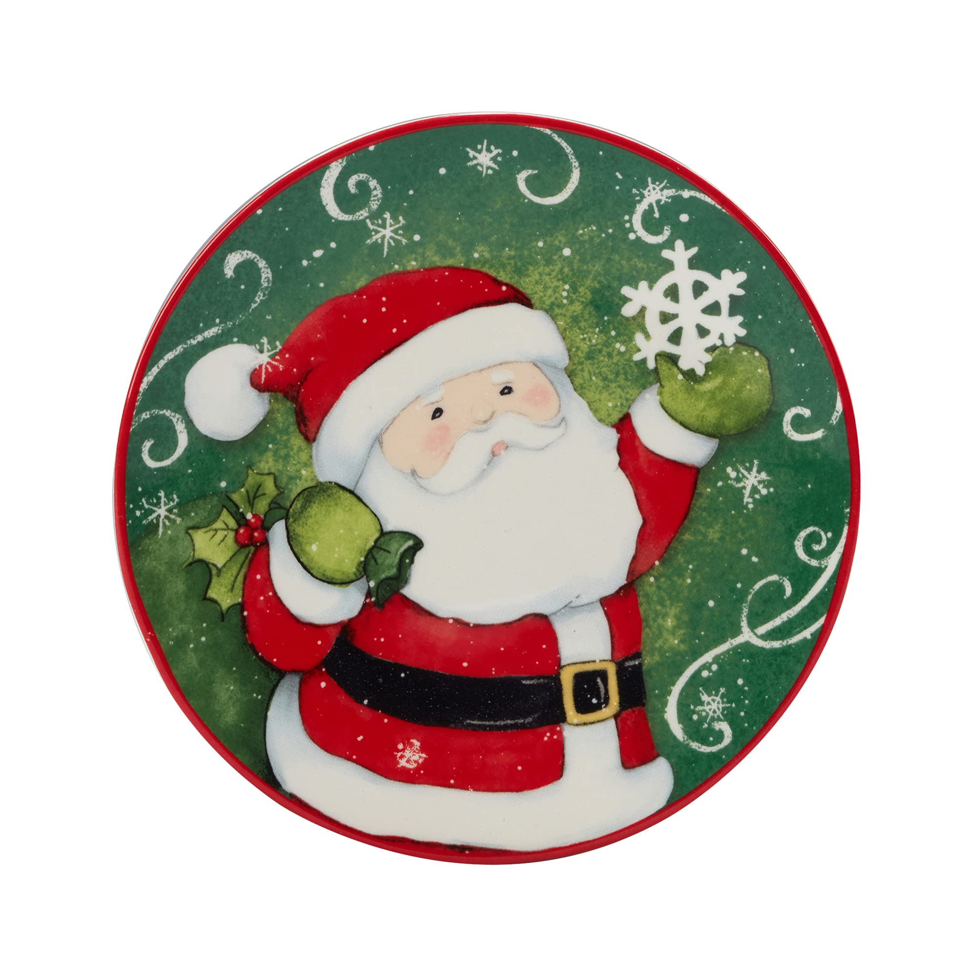 Certified International Holiday Magic Santa 6'' Canape/Luncheon/Snack Plates, Set Of 4