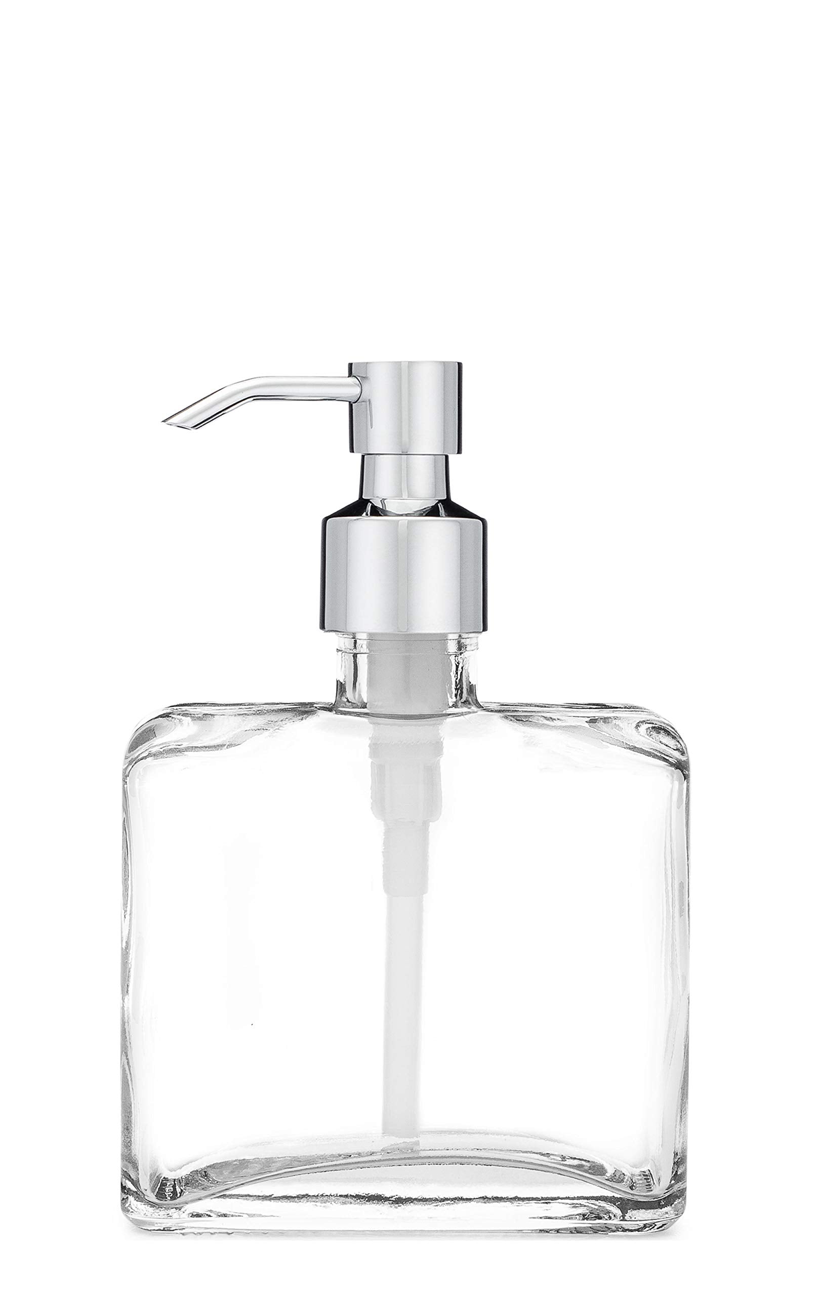 Rail19 Urban Square Recycled Glass Soap Dispenser with Metal Pump, 8.5oz (Cali Chrome)