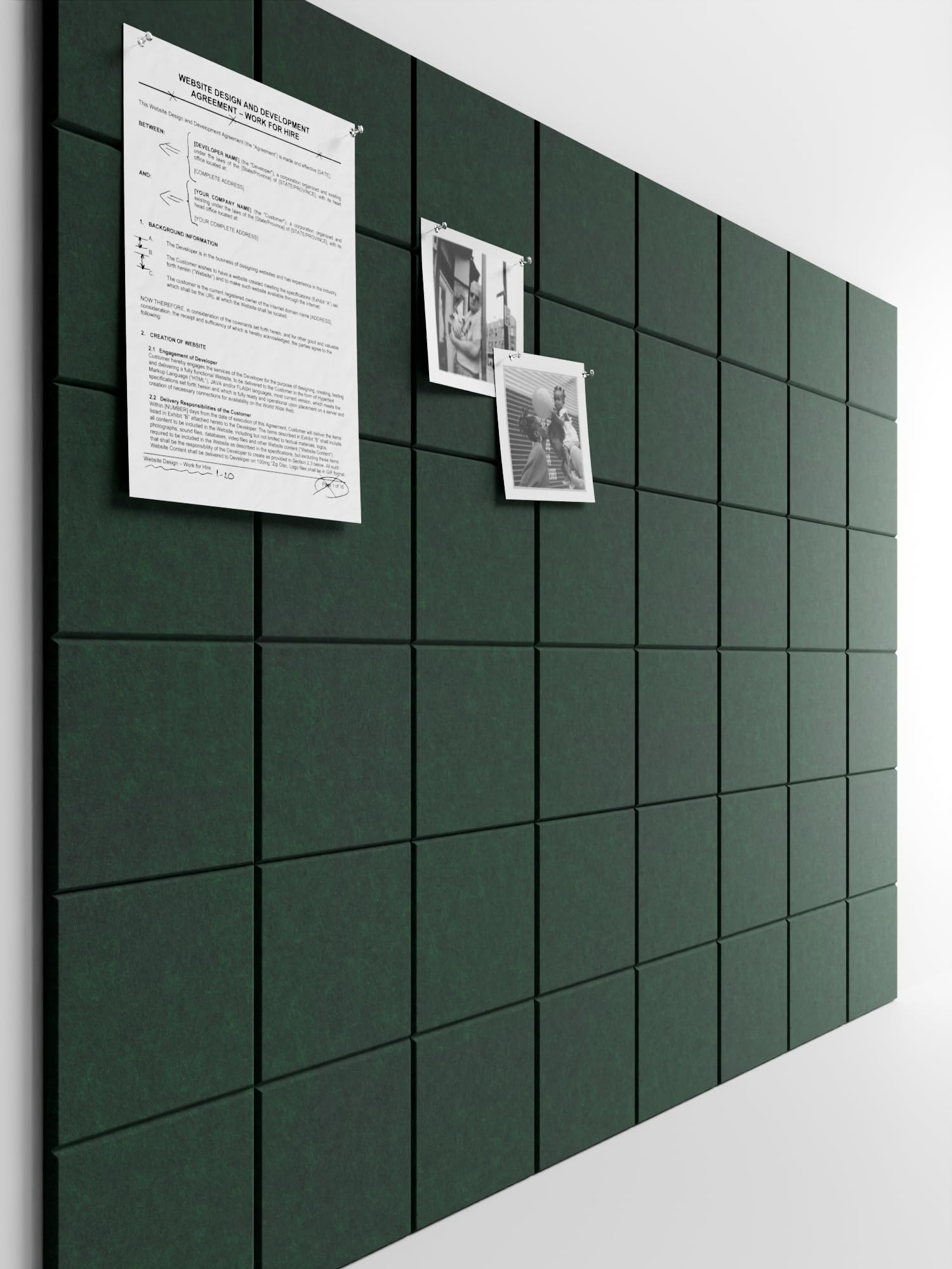 Bumusty Large Felt Bulletin Board 48 x 36 Cork Board Alternative-12 Pack with 70 Safe Removable Adhesive Tabs, Cork Boards for W