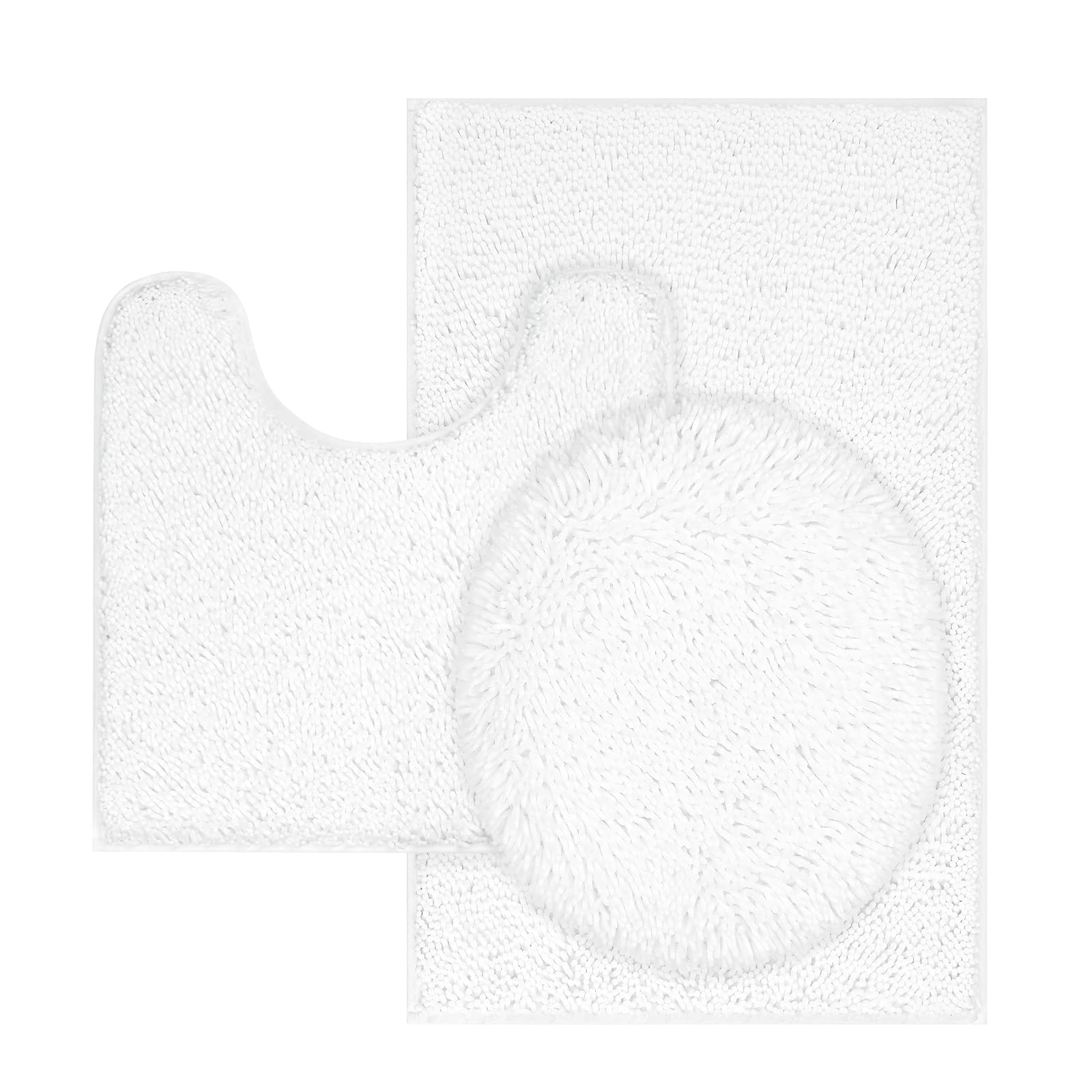 Treetone Chenille Bath Mat 3 Piece Bathroom Rugs Set, 20X20 Inchs U-Shape Contoured Toilet Mat & 20X32 Inchs Rug & 1 Lid Cover,S