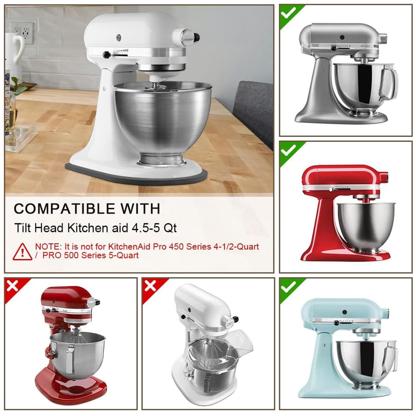 Mixer Slider Compatible With Kitchen Aid Bowl Lift 4 .5-5 Qt Stand Mixer Pine Wood - Kitchen Countertop Storage Mover Sliding Ca