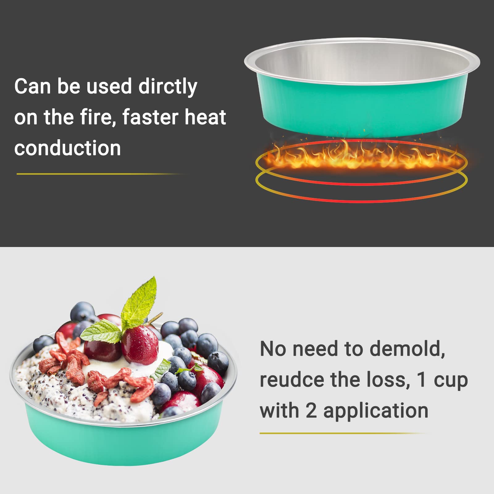 Beasea 8 Oz Mini Pie Pans Tart Pans Tin Baking Tins With Lids, 4 Inch 20 Pack Elegant Blue Disposable Pie Pans For Cake Tart Qui