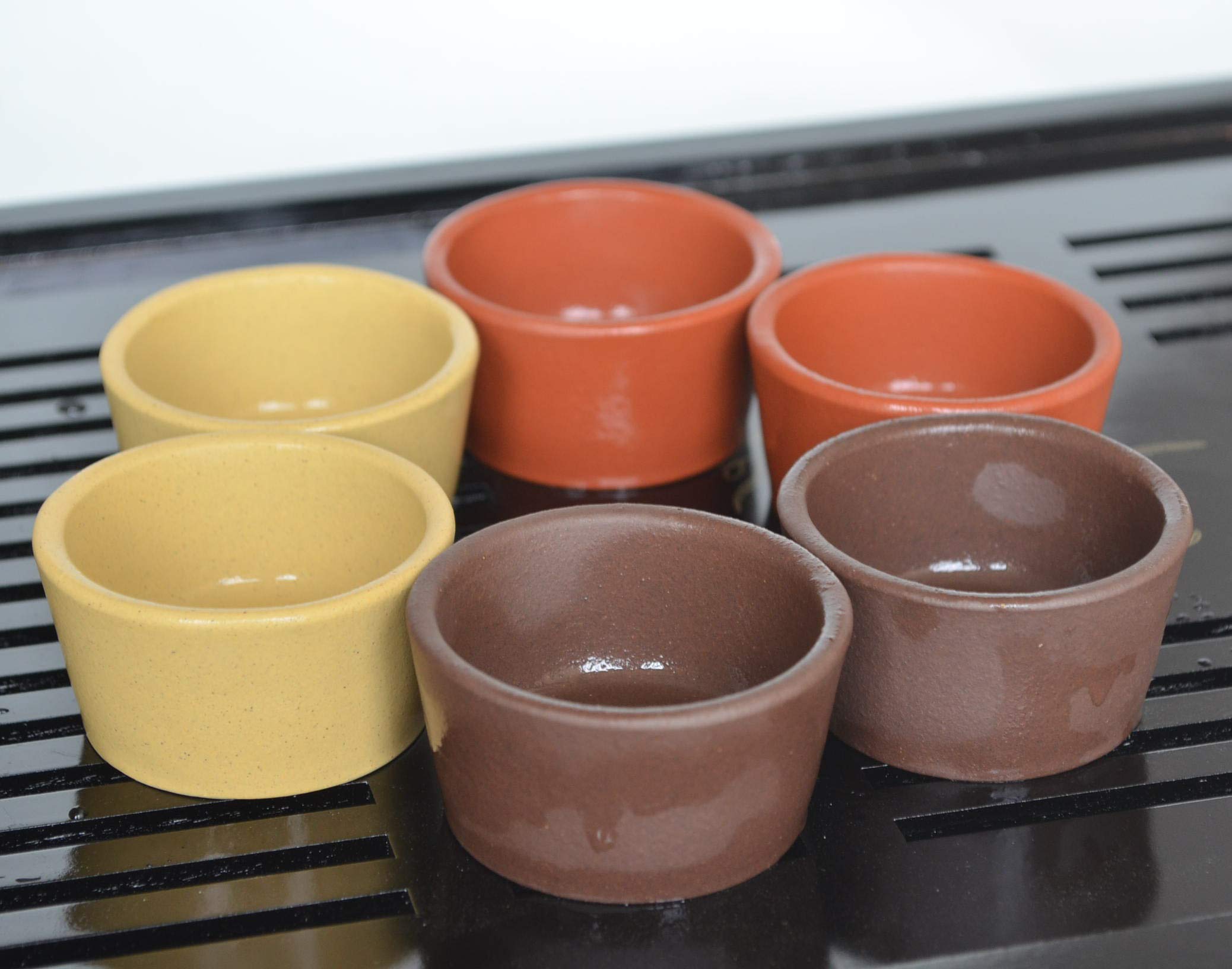 Yxhupot 4Pcs Teacups 50Ml Chinese Clay Zisha Cup Simple Gongfu Tea (Red Zisha)