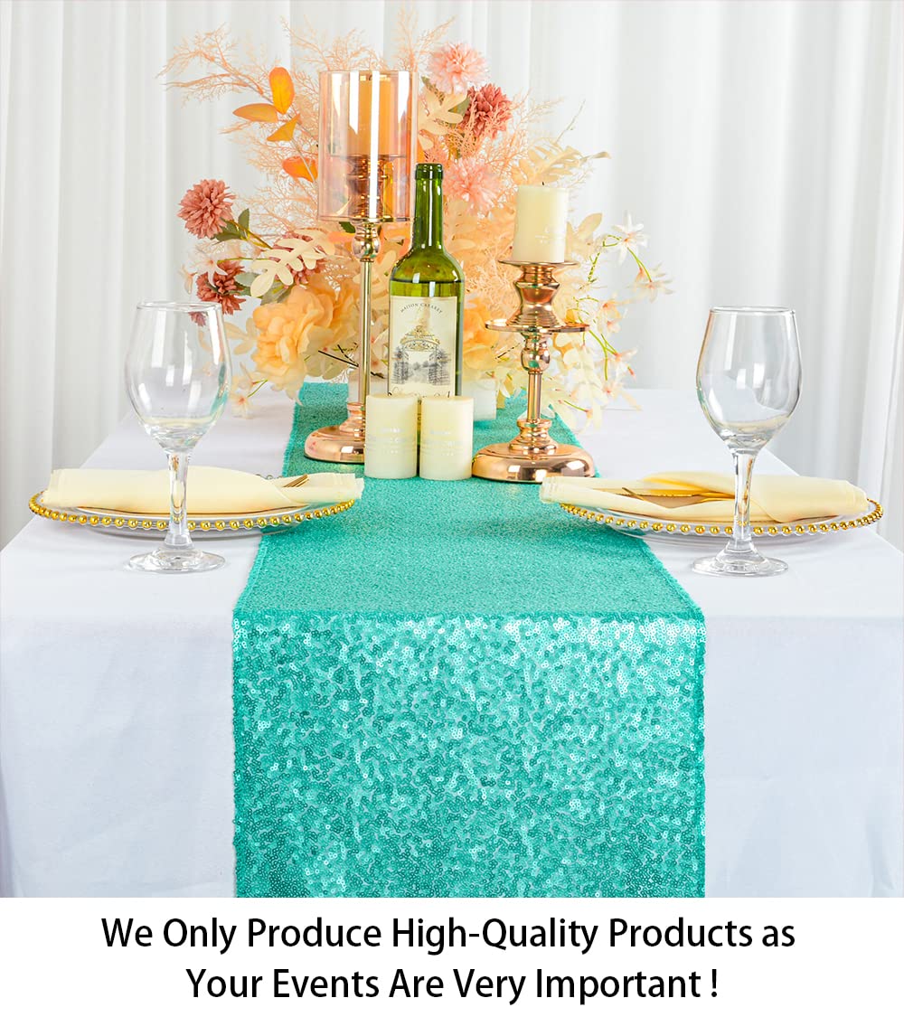Shinybeauty Wedding Decor Sequin Table Runner 2Pcs Mint Green-12X72-Inch Party Runners For Table, Dining Table Runners Christmas