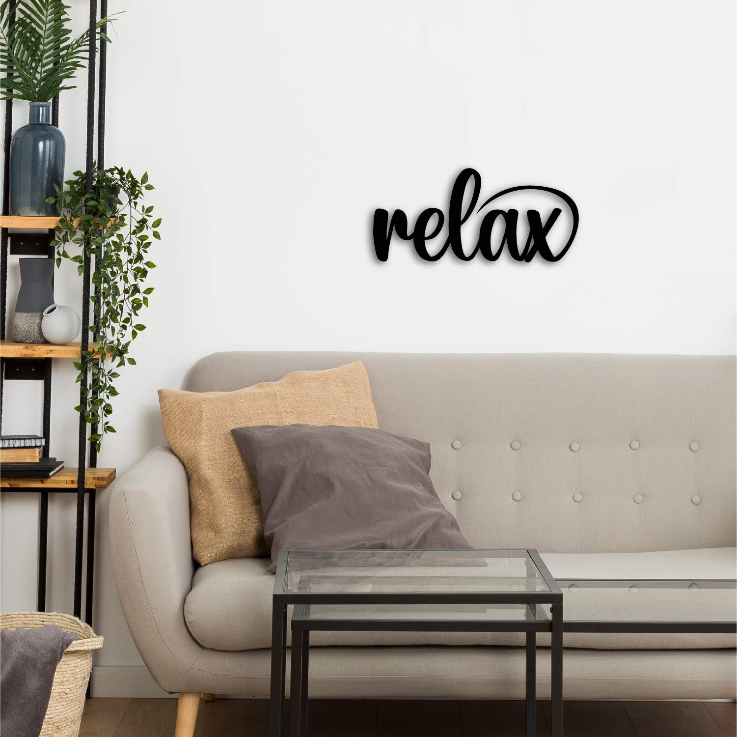 eCraftIndia Relax Black Engineered Wood Wall Art Cutout, Ready to Hang Home Decor