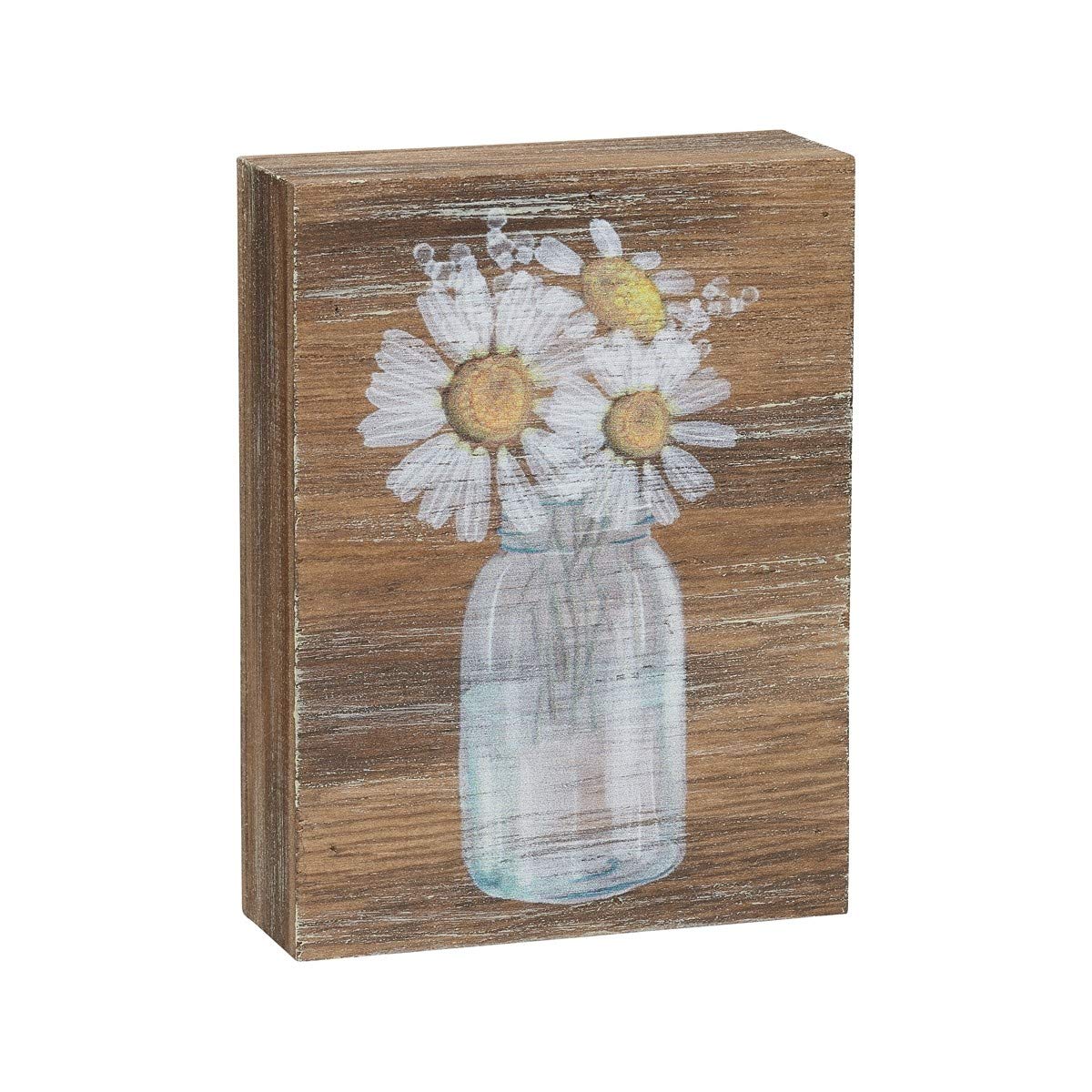 Inspirational Wood Grain Mini Block Sign, 4 (Daisies)