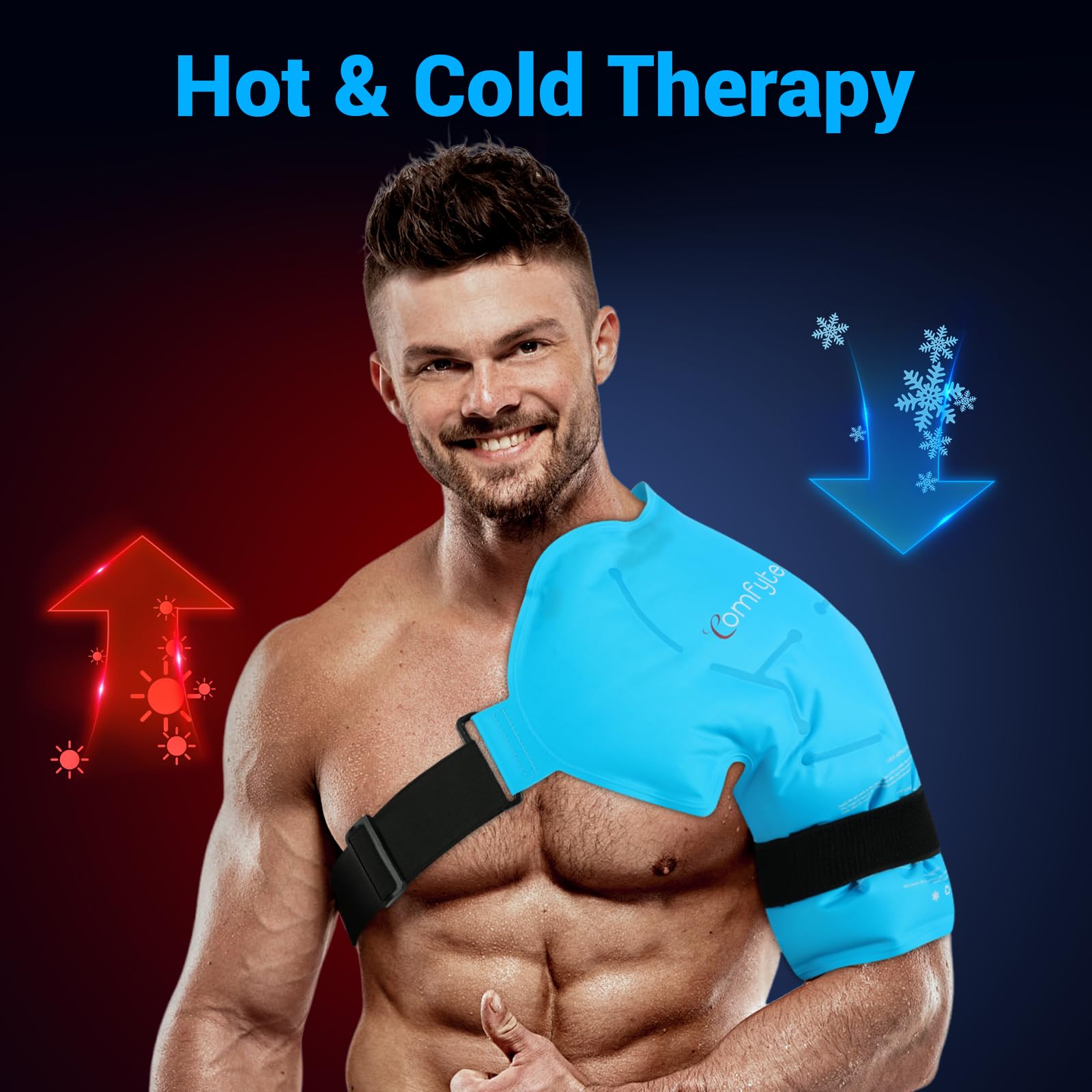 Comfytemp Shoulder Ice Pack Rotator Cuff Cold Therapy, Reusable Shoulder Wrap Large Gel Ice Packs For Injuries, Hot Cold Compres