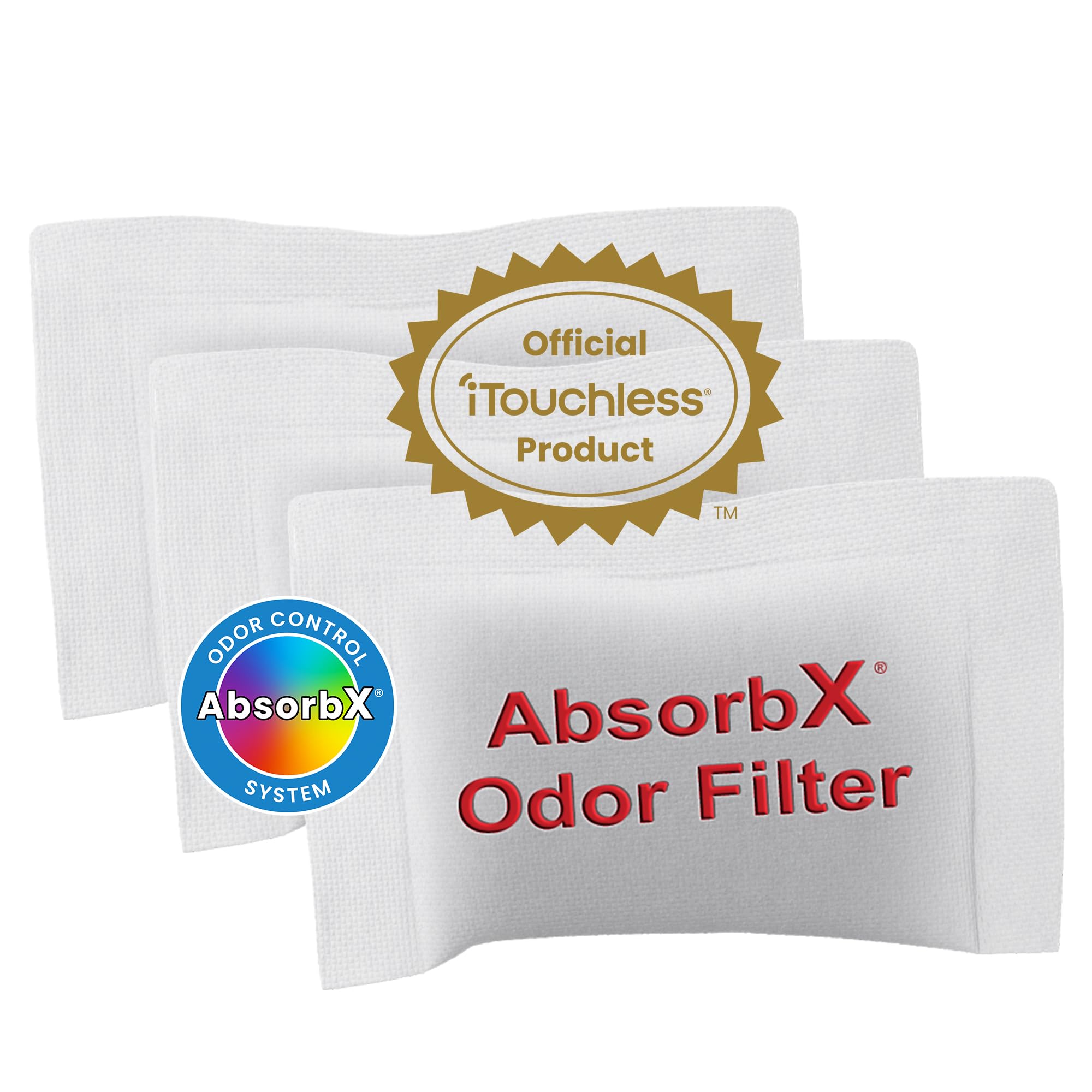 Itouchless Official Absorbx Trash Can Odor Filters 3-Pack All Natural Activated Charcoal Air Freshener Deodorizer Absorber Stops