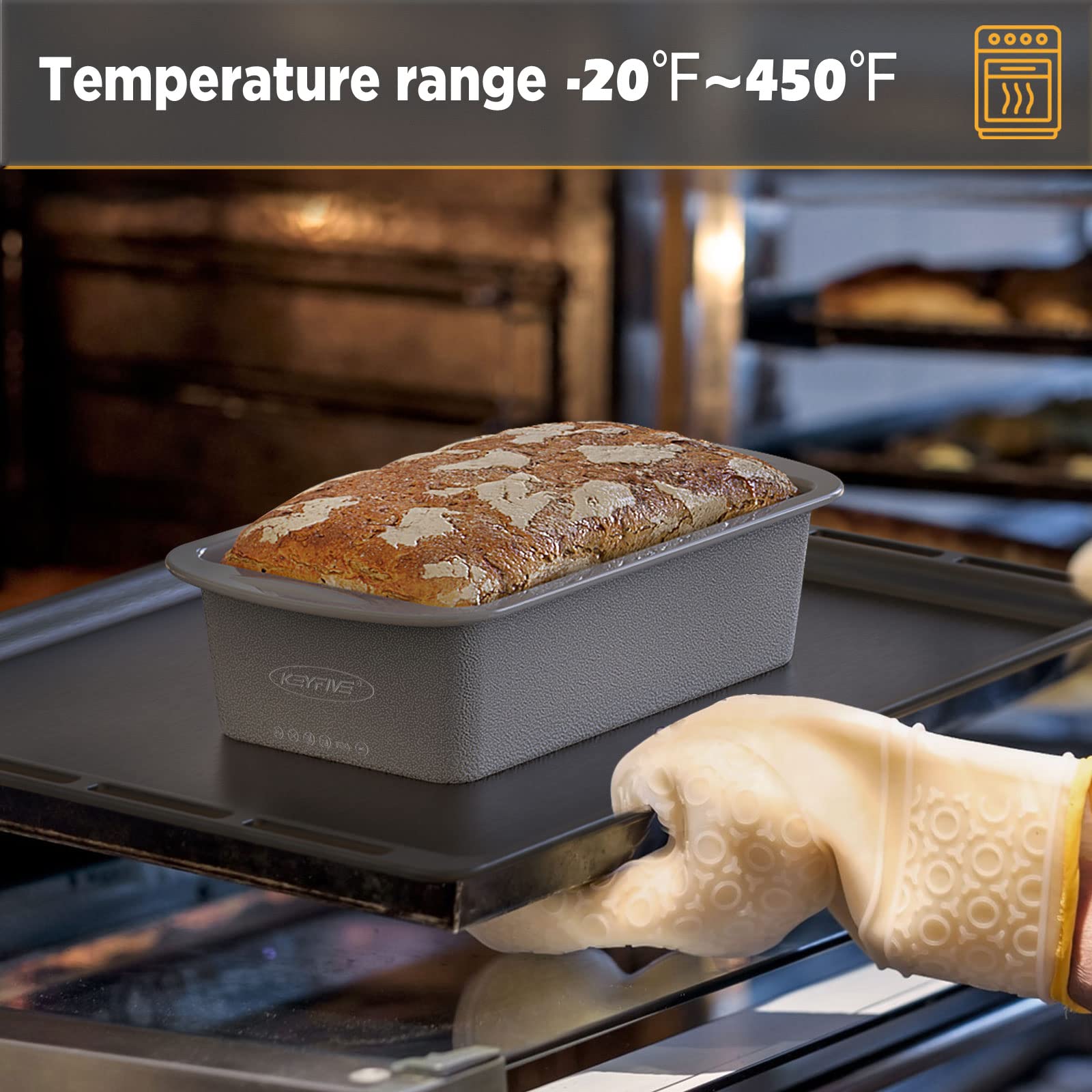 Keyfive Silicone Loaf Pans For Baking Bread, 2 Packs 9X5 Inch Silicone Bread Loaf Pans For Homemade Bread, Nonstick Silicone Bak
