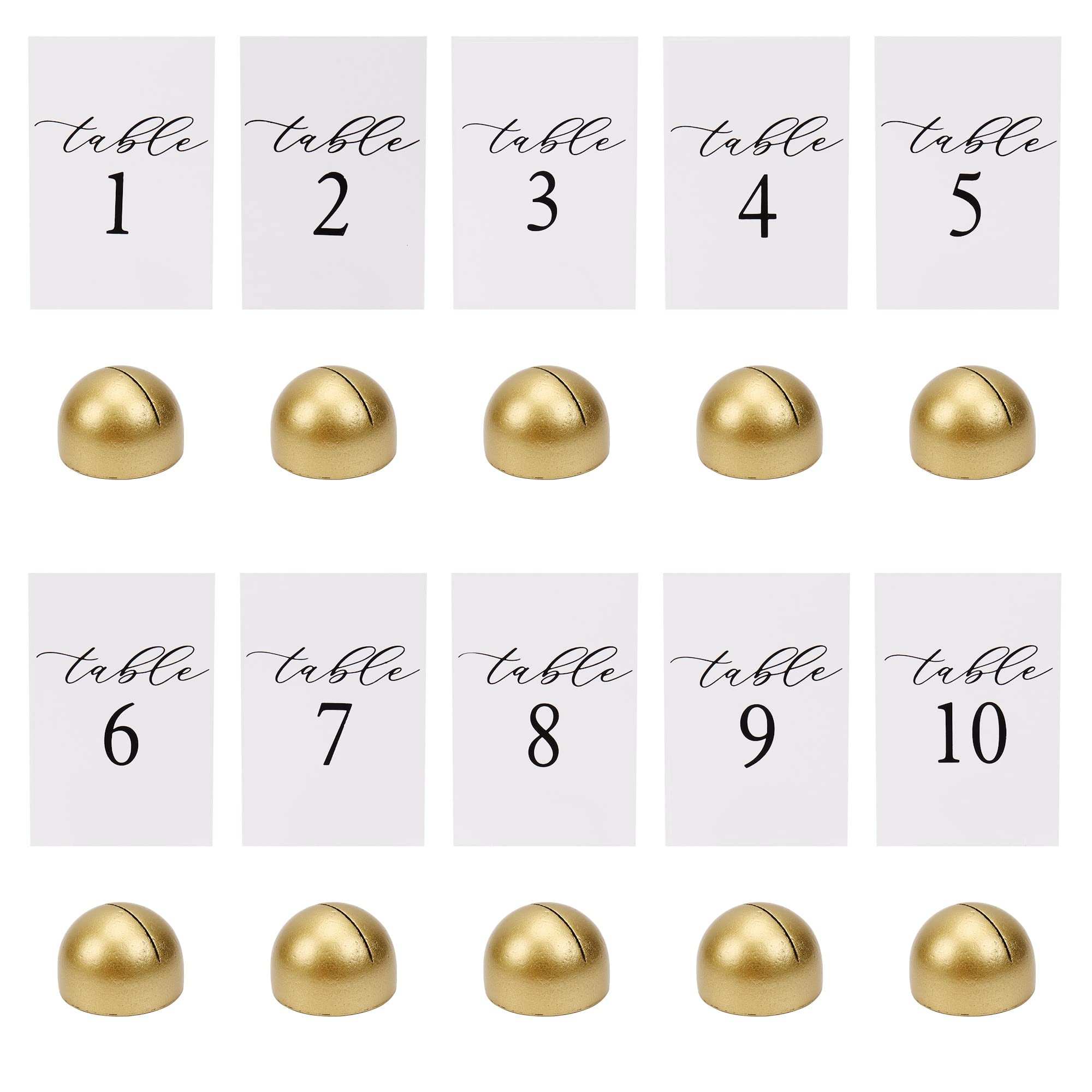 Hanna Roberts Modern Cursive Table Number Card Stock Signs With Round Stand For Wedding Reception, Restaurant, Event Party, 4''