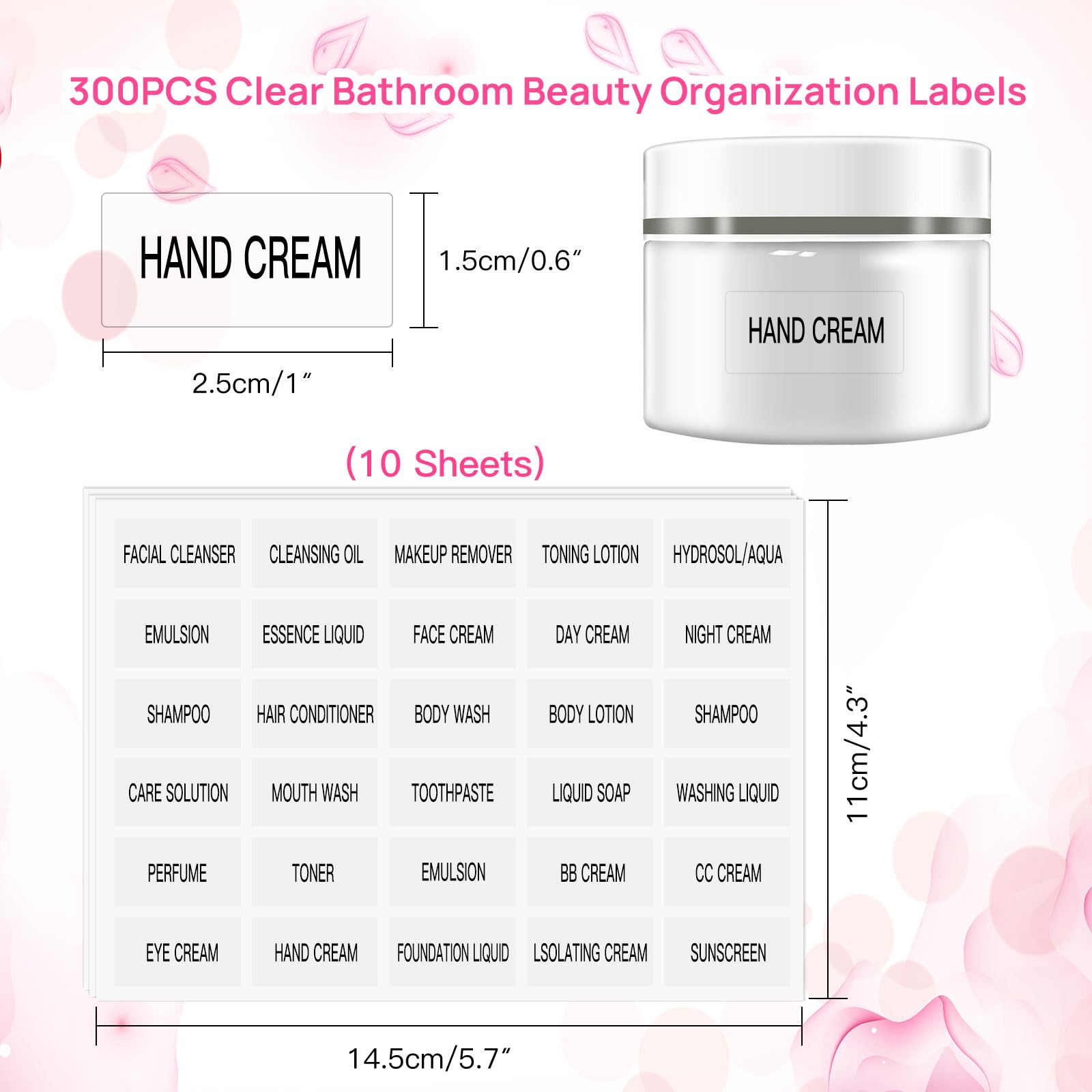 Hvswly 300 Pcs Waterproof Labels For Travel Size Bottles,Clear Bathroom Labels And Beauty Organization Labels,Travel Bottle Labe