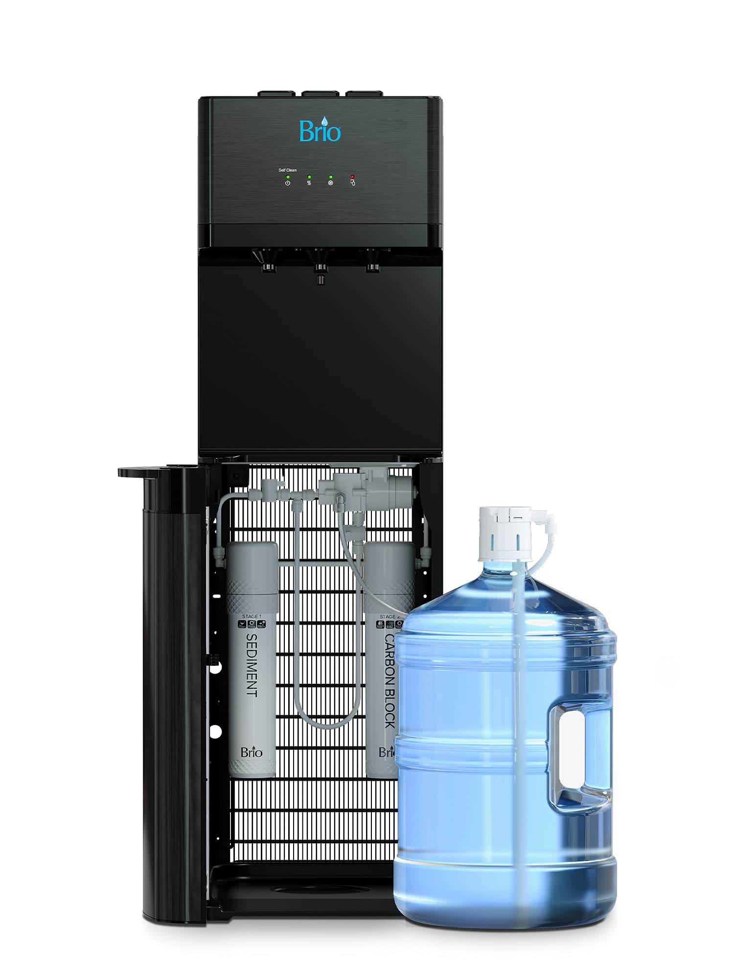 Brio 520 Series No Line Bottom-Loading Water Cooler with Built-in 2 Stage Water Filter Black