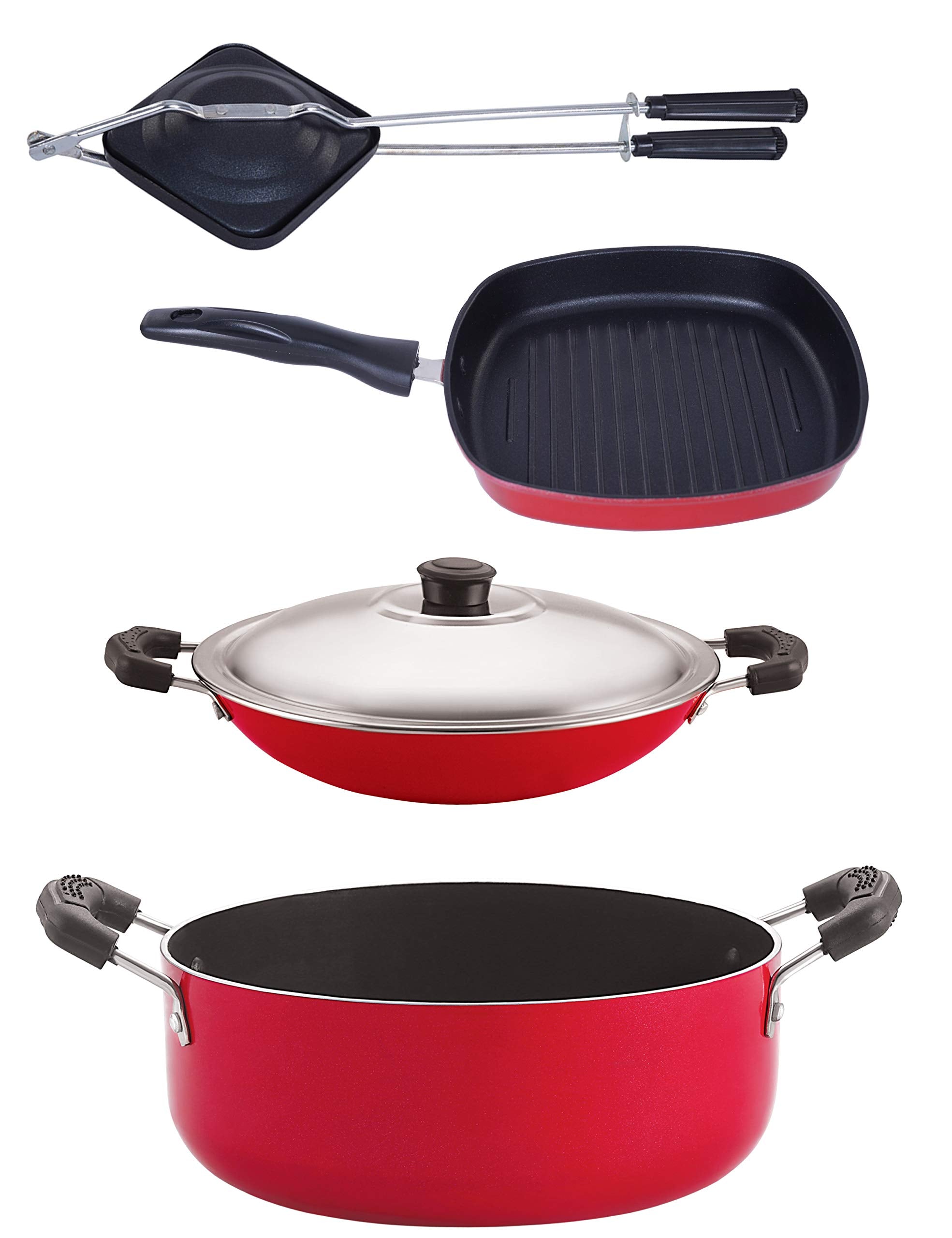Nirlon NonStick Aluminium Cookware Set, 4Pieces (Ac_Gp22.5_Ht_Cs24)