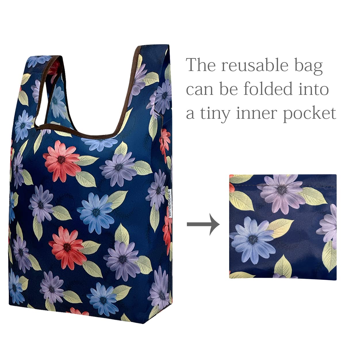 Wrapables Jolibag Collection Reusable Shopping Bag (Set Of 2), Colorful Daisies