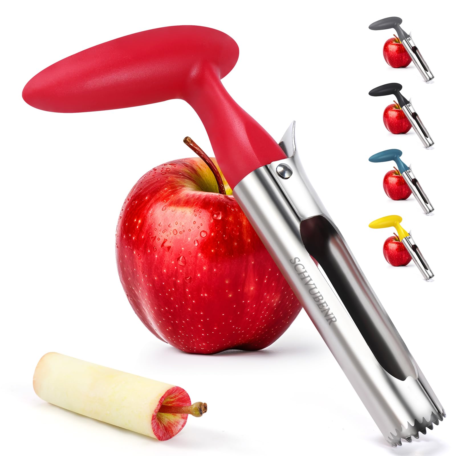 Schvubenr Premium Apple Corer Tool - Easy To Use And Clean - Sturdy Apple Core Remover With Sharp Serrated Blades - Stainless St