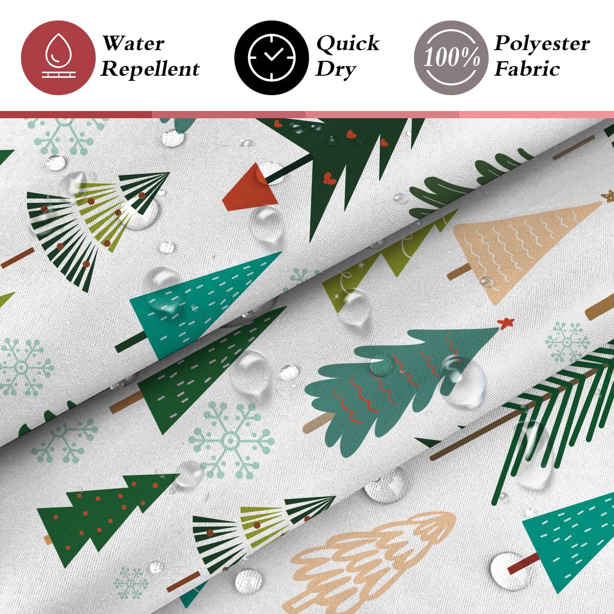 LYLYCTY Christmas Tree Shower Curtain for Bathroom, Winter Boho Fabric Shower Curtain Set with 12 Plastic Hooks 72x72 Inches