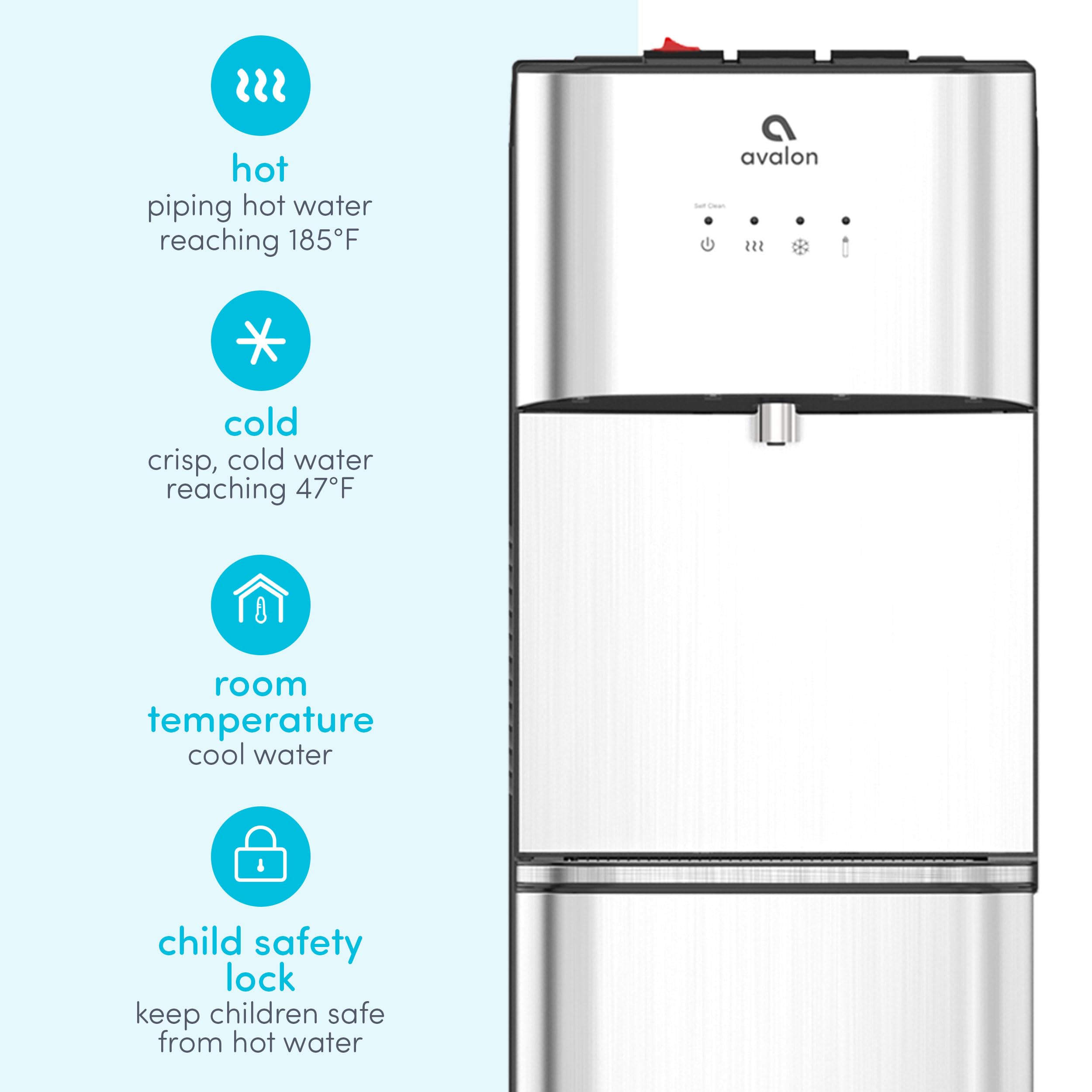 Avalon Limited Edition Self Cleaning Water Cooler Water Dispenser - 3 Temperature Settings - Hot, Cold & Room Water, Durable Sta