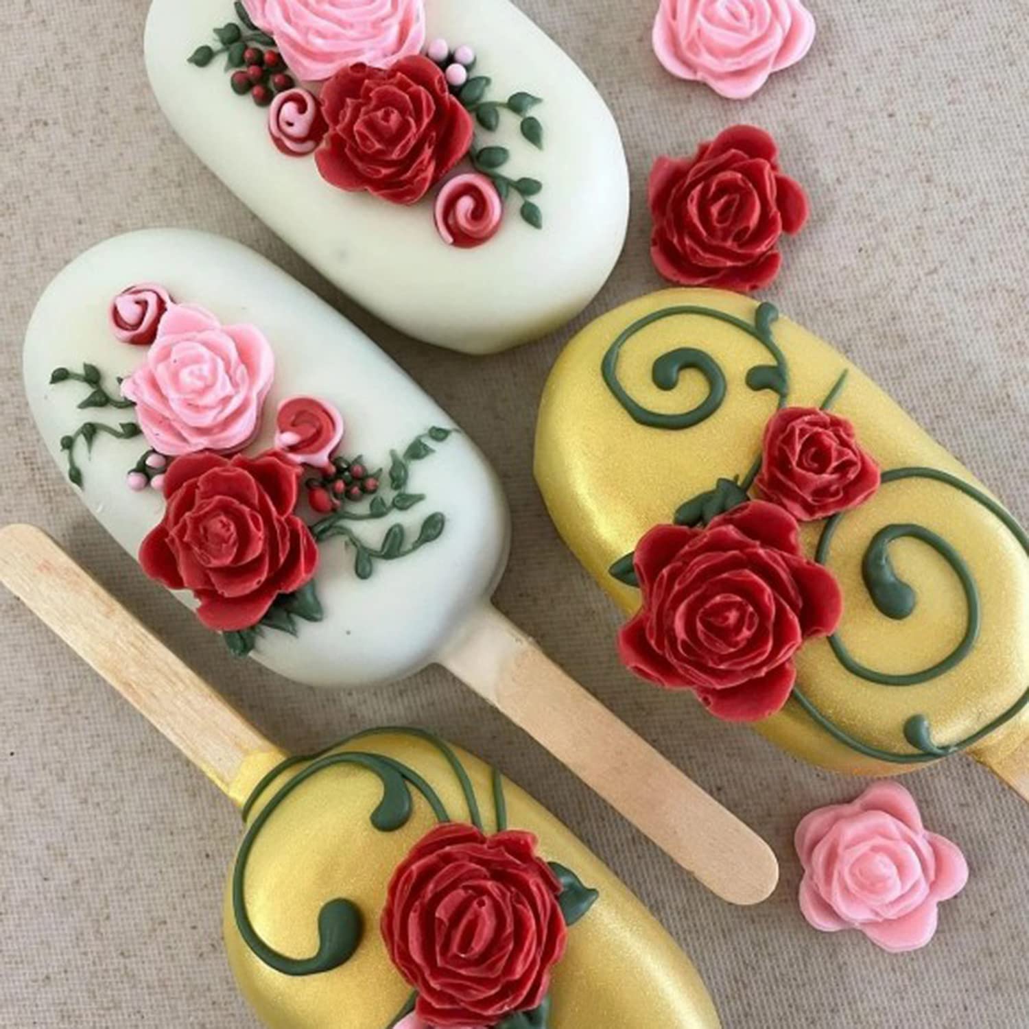 Mujiang Rose Flower Cake Fondant Mold Leaf Silicone Molds For Chocolate Candy Polymer Clay Cake Decorating Set Of 4