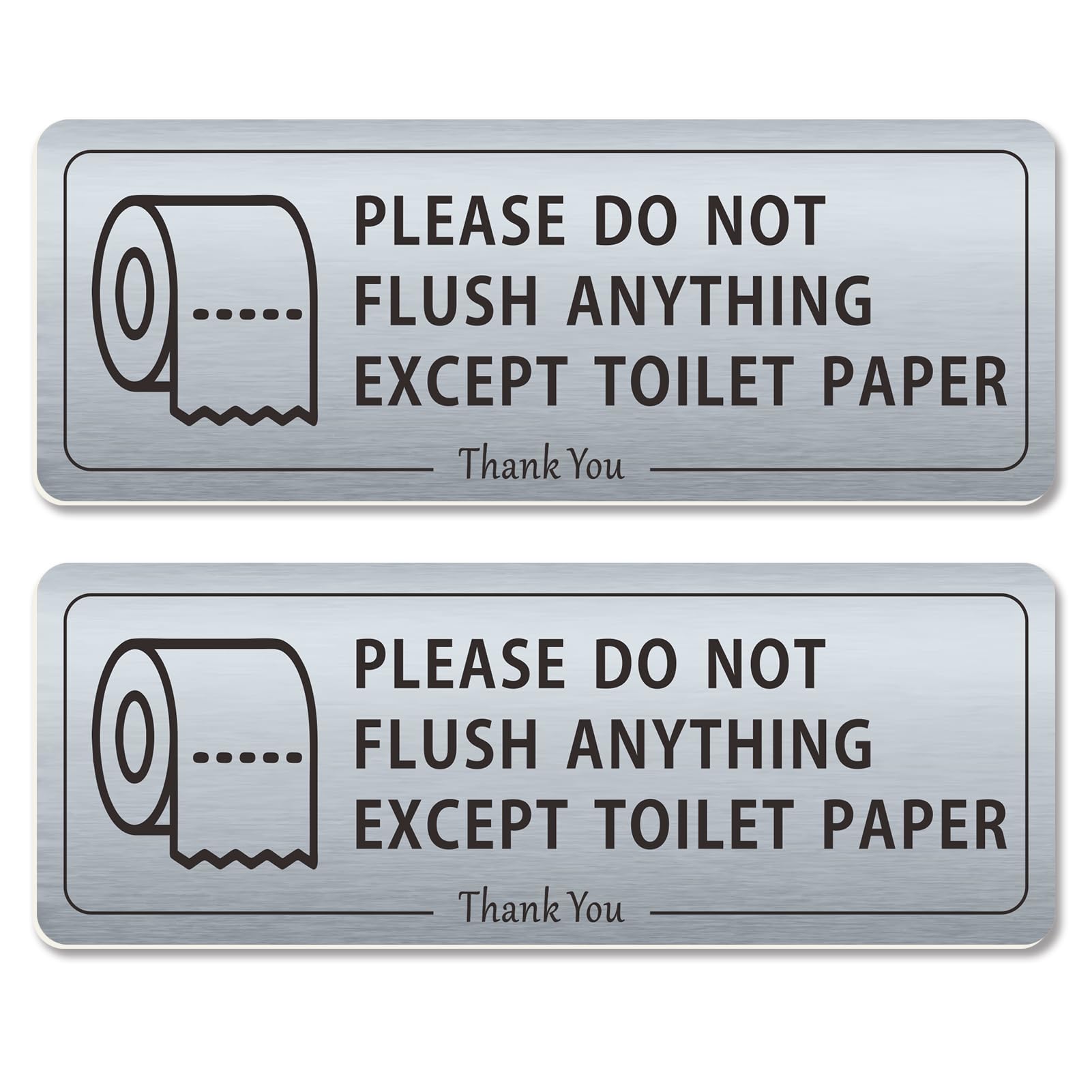 2 PACK Do Not Flush Anything Except Toilet Paper Bathroom Sign for Business Wall Set, Airbnb Essentials for Hosts, Guest Restroo