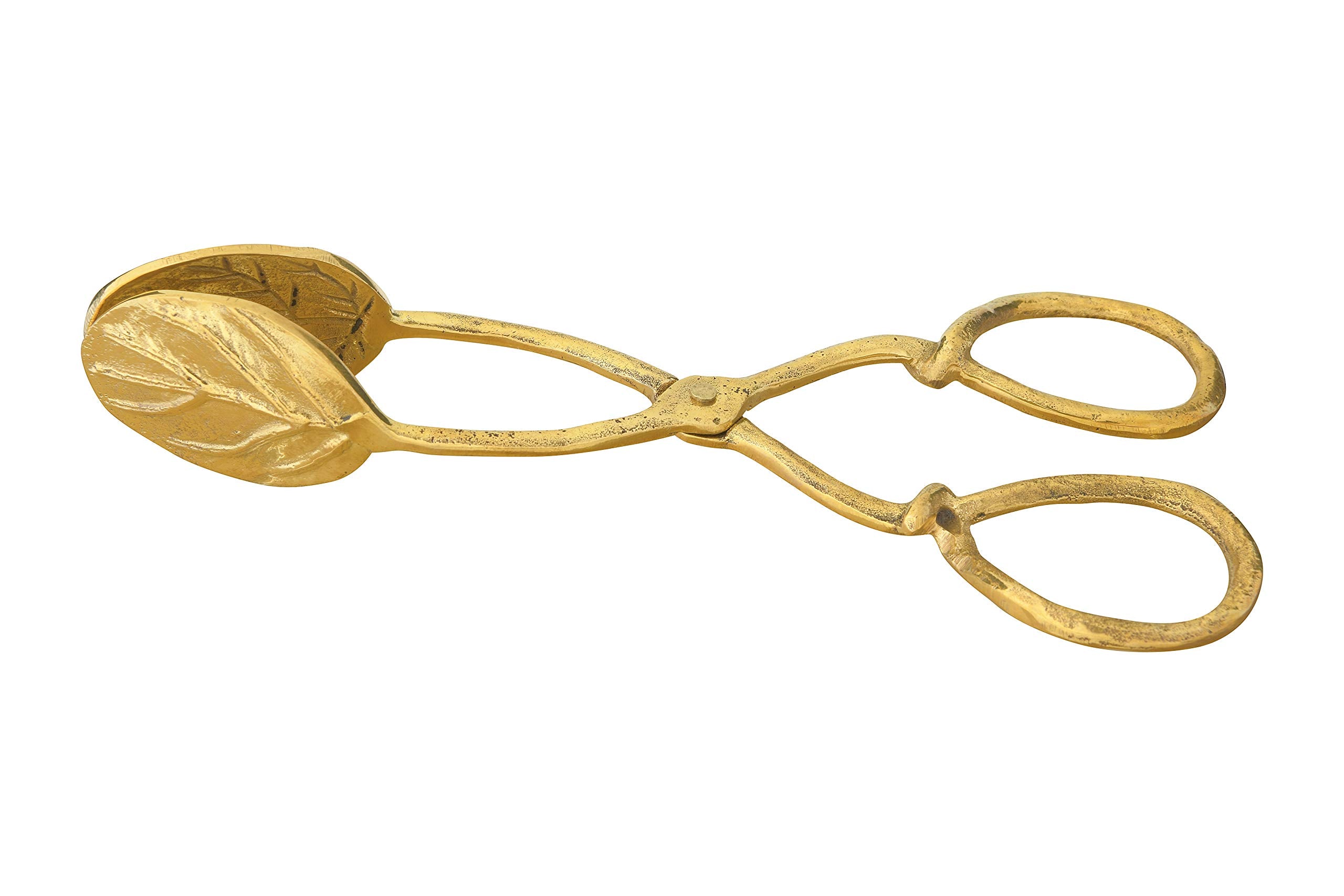 Creative Co-Op Embossed Leaf Shaped Tongs, 7-3/4'' L, Gold
