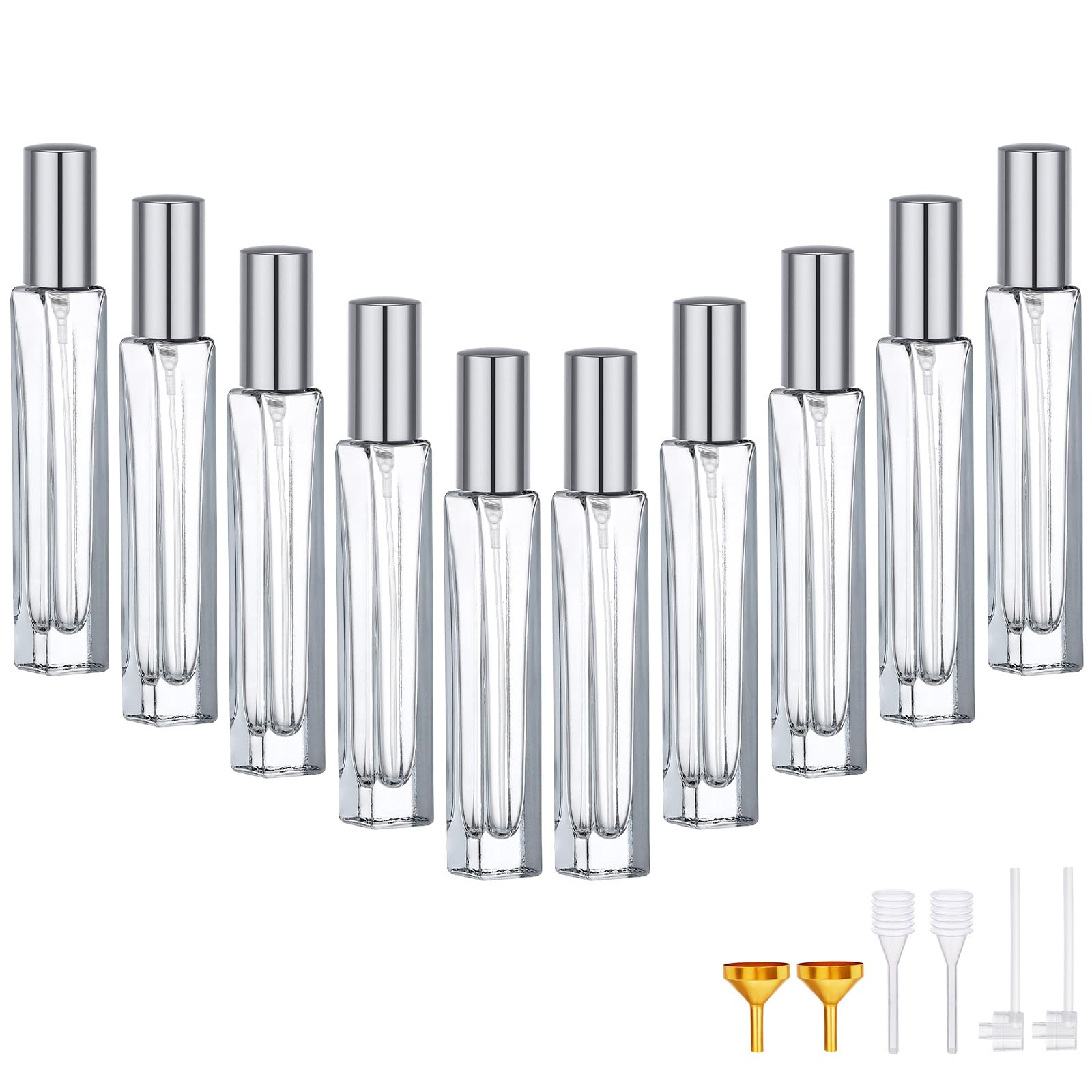 Segbeauty 0.34Oz Mini Glass Spray Bottles, 10Pcs 10Ml Travel Perfume Bottle Empty With Dispensing Tools, Travel Perfume Atomizer